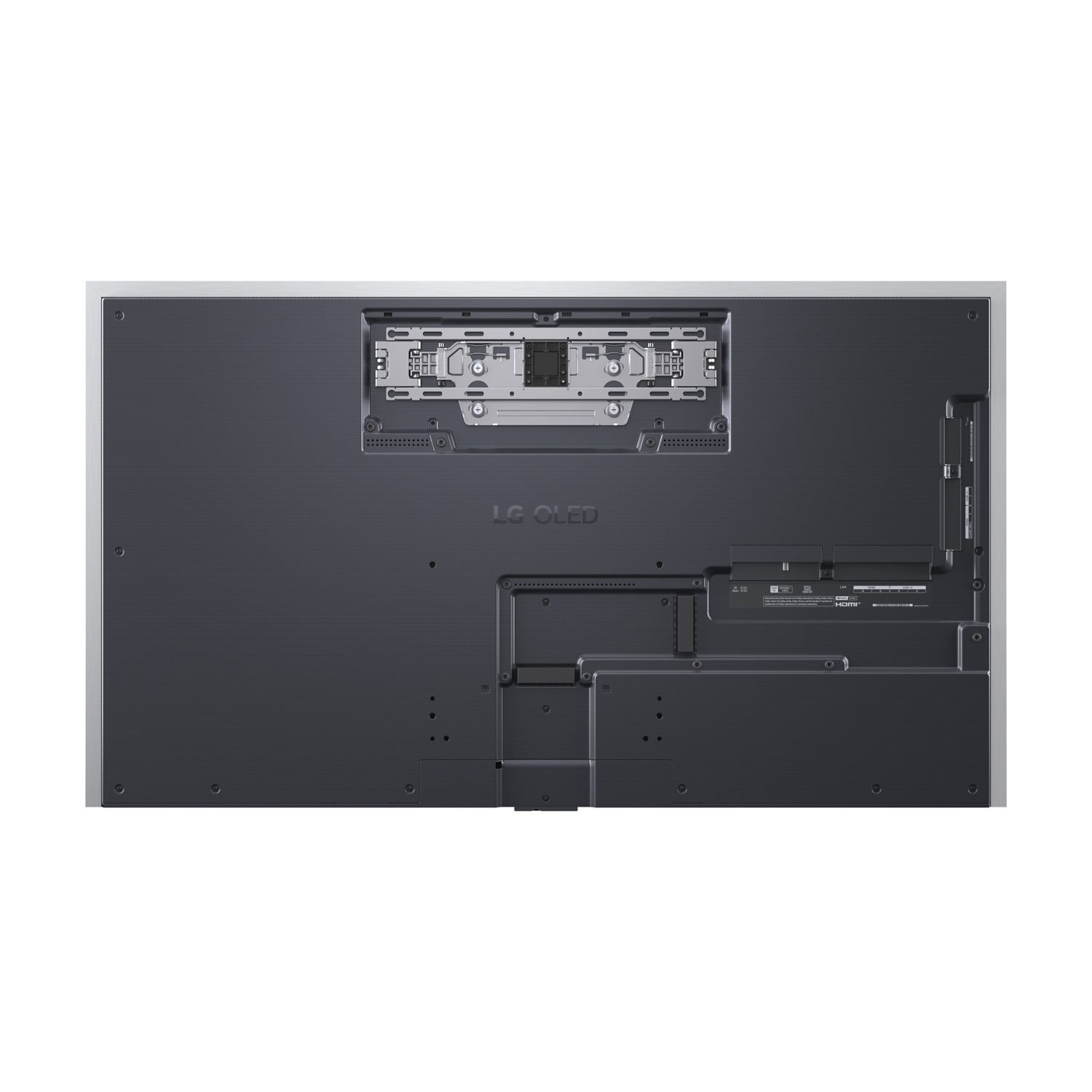 Retro di un TV LG OLED con porte e fessure di ventilazione.