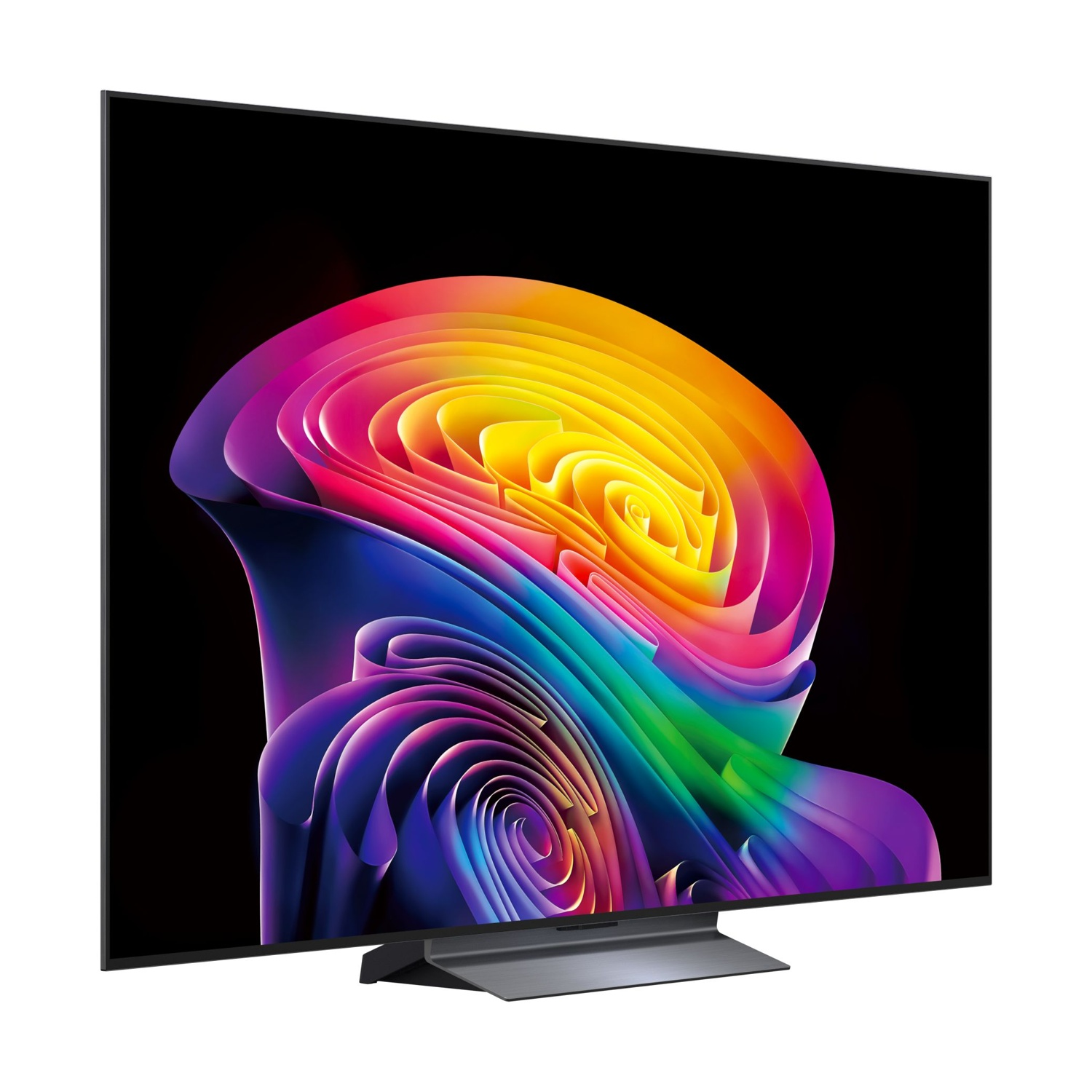 Televisore moderno con immagine astratta e multicolore sullo schermo.