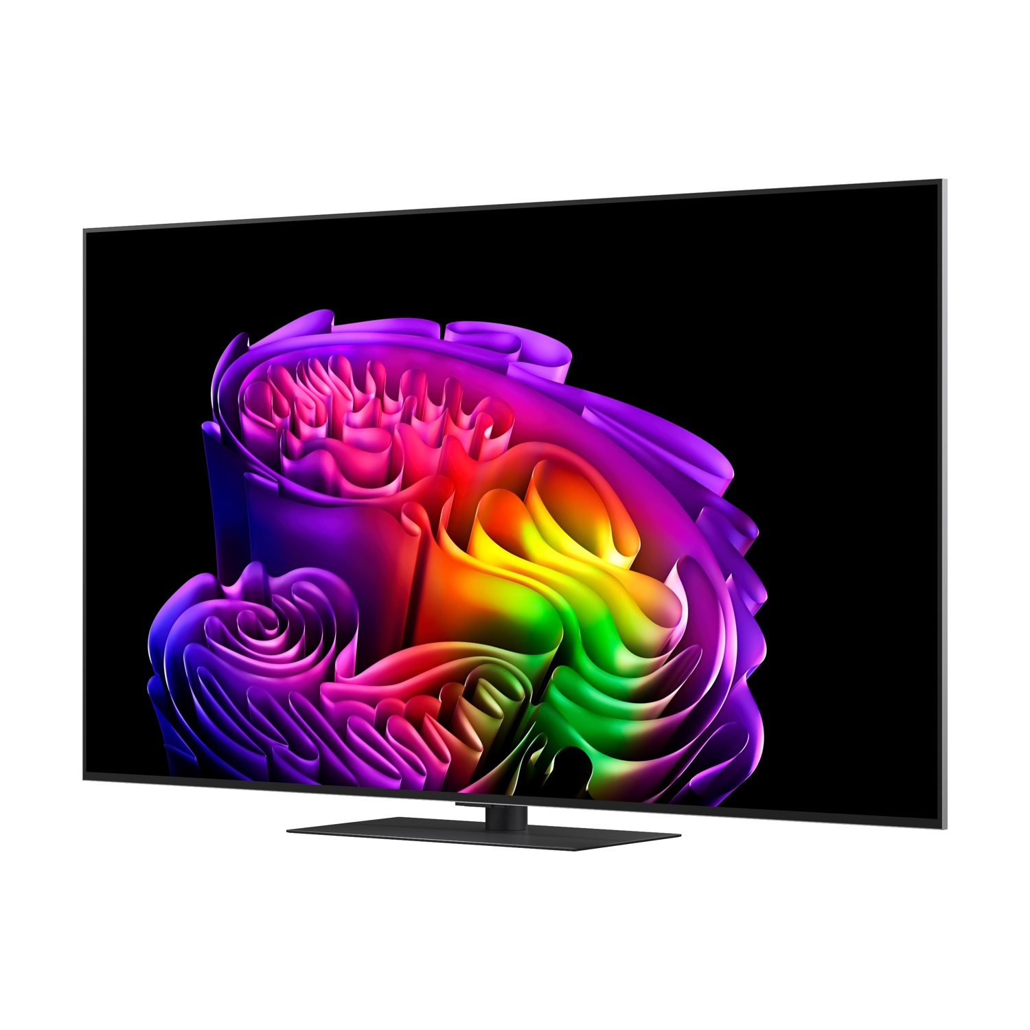 Un moderno televisore con un'immagine astratta e colorata sullo schermo.