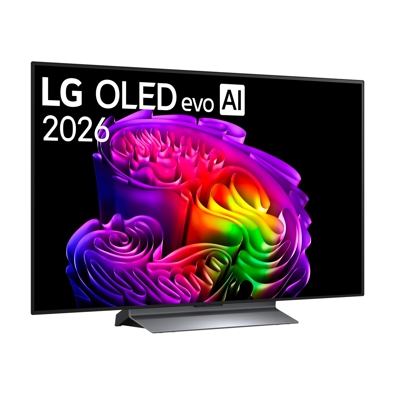 TV LG OLED evo AI con immagine astratta e colorata sullo schermo.