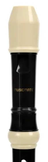 Czarny flet prosty z kremowymi akcentami i napisem MUSICMATE.