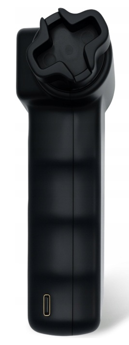 Czarny uchwyt z portem USB-C i mocowaniem w kształcie gwiazdy na górze.