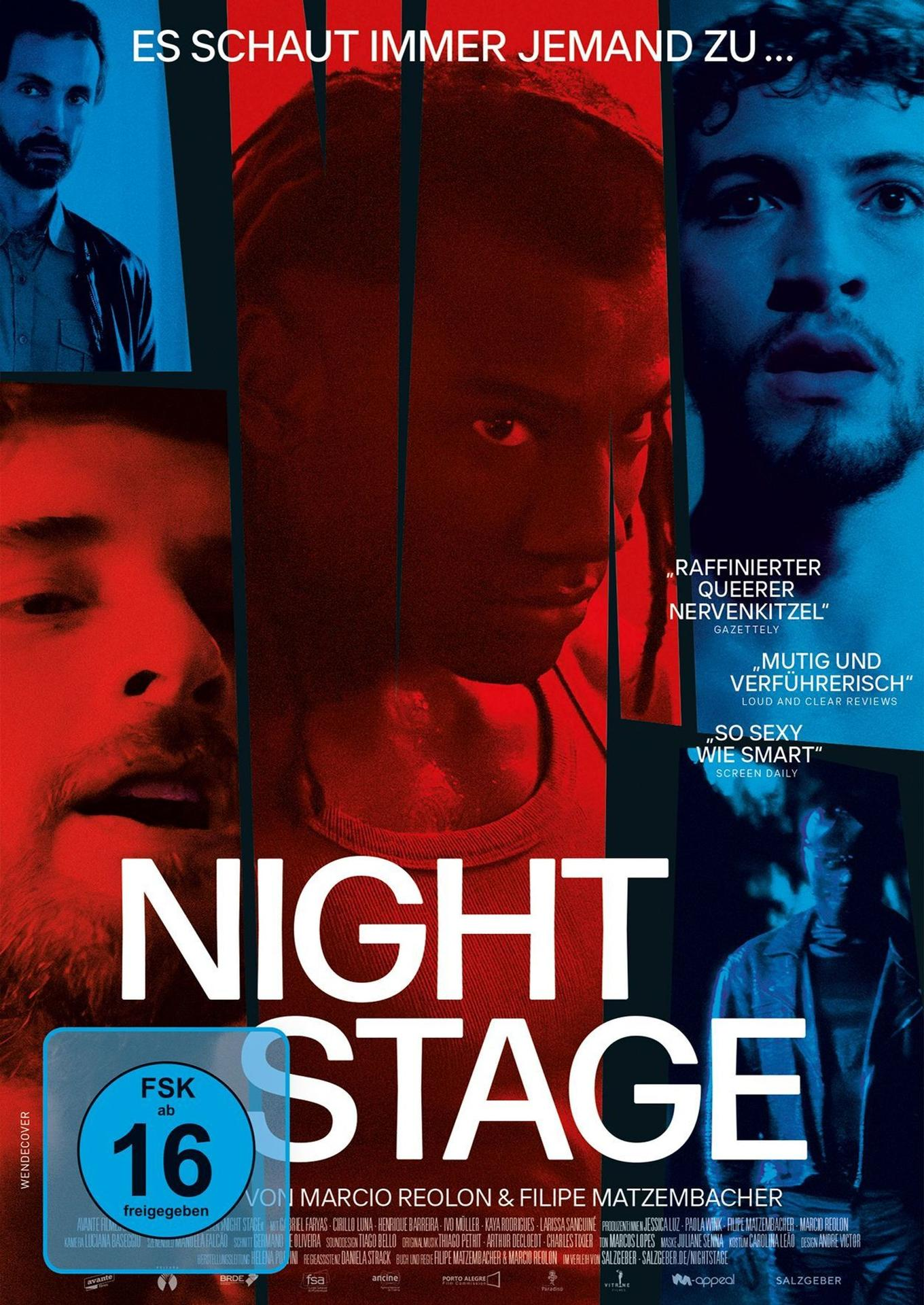 Filmplakat mit Porträts von Männern und dem Titel "NIGHT STAGE".