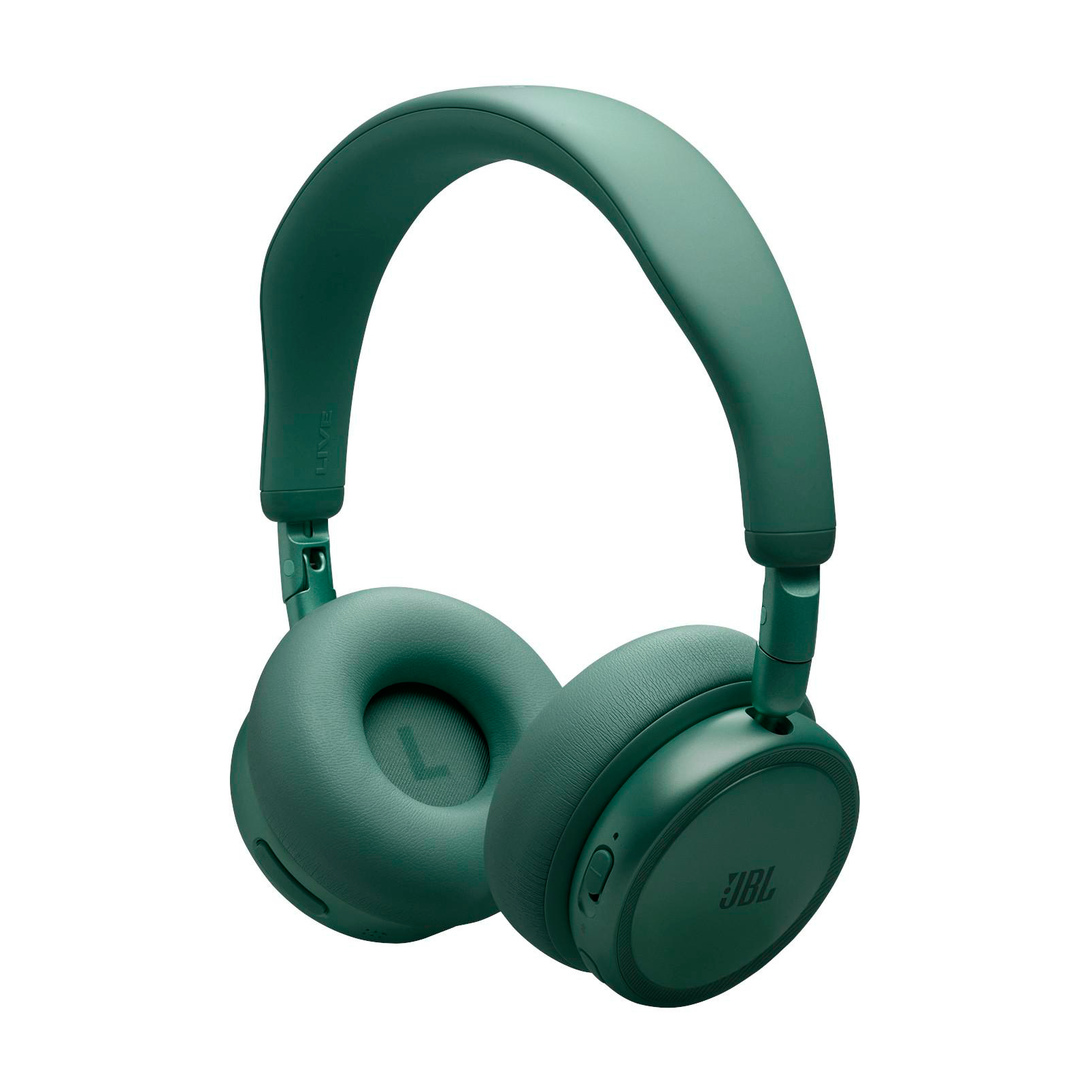 Grüne JBL-Kopfhörer mit gepolsterten Ohrmuscheln und verstellbarem Bügel.