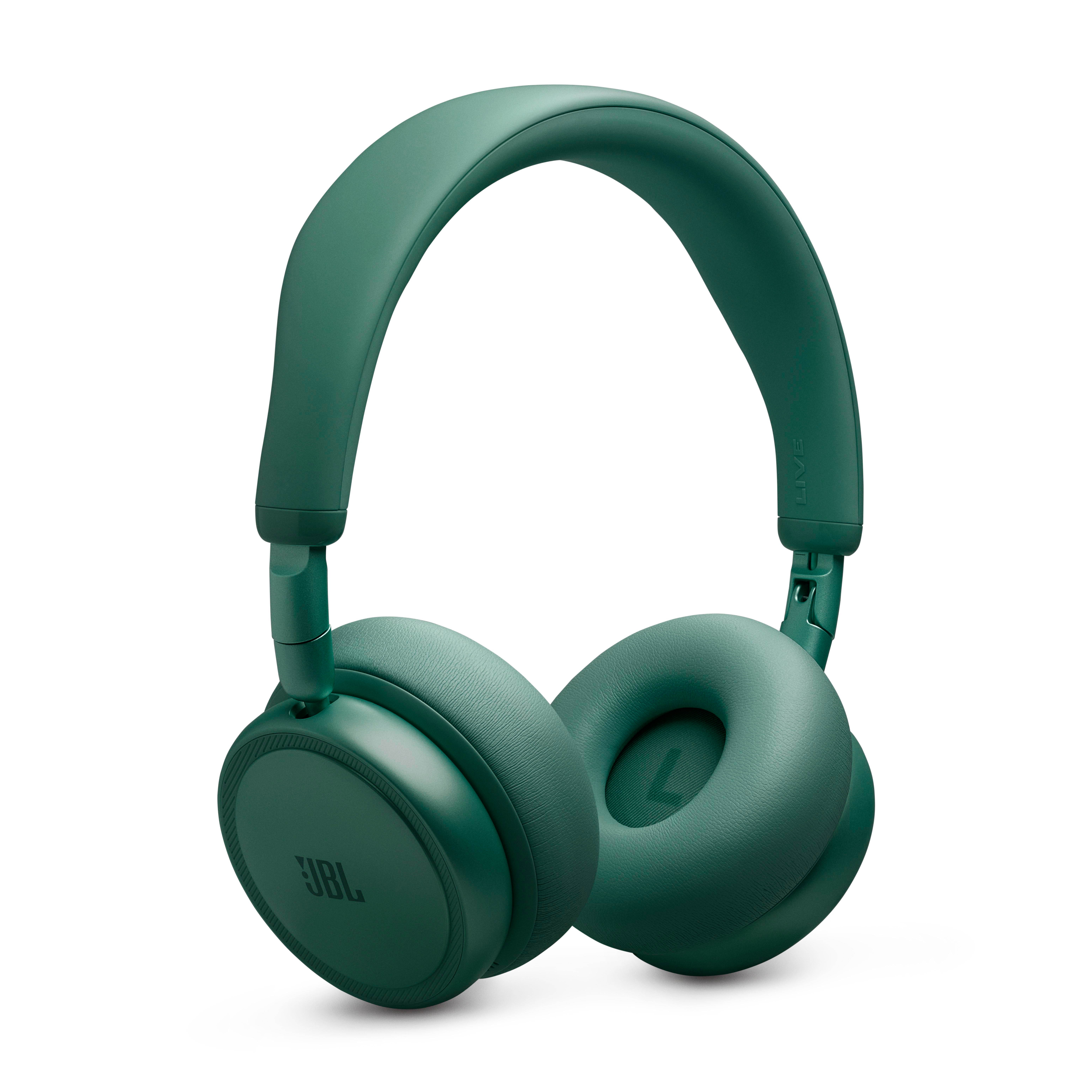 Grüne Over-Ear-Kopfhörer von JBL mit gepolsterten Ohrmuscheln und Kopfbügel.