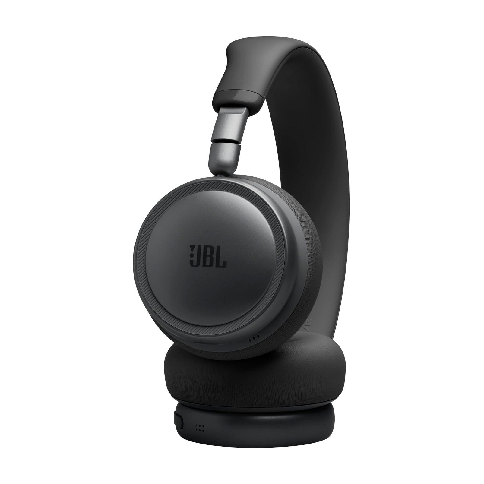 Schwarze JBL-Kopfhörer mit gepolsterten Ohrmuscheln und einem verstellbaren Kopfbügel.