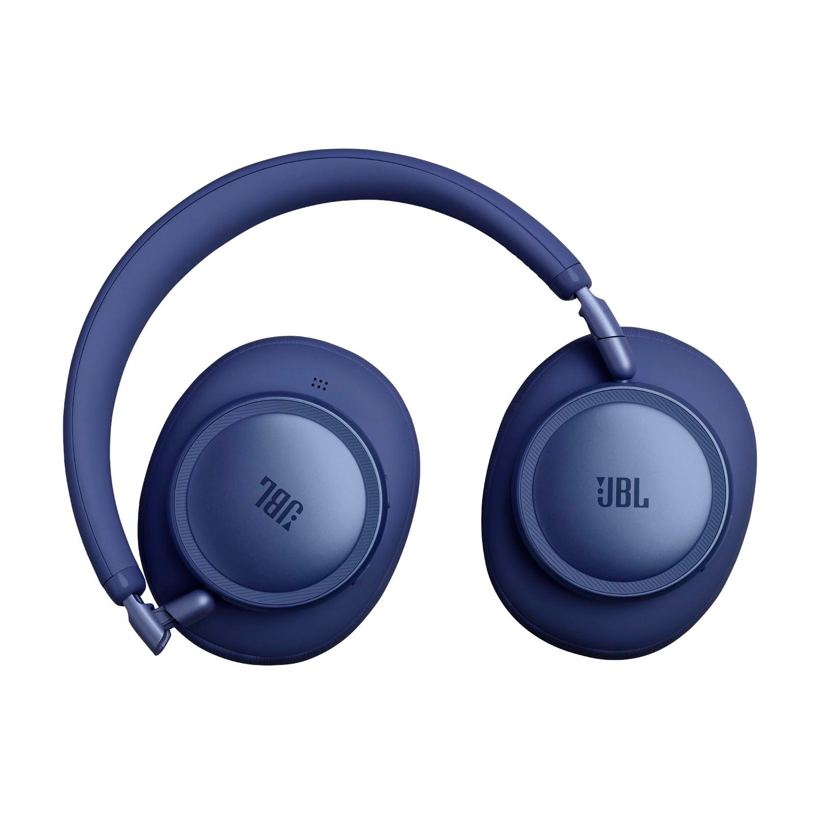Dunkelblaue JBL-Kopfhörer mit gepolstertem Kopfbügel und runden Ohrmuscheln.