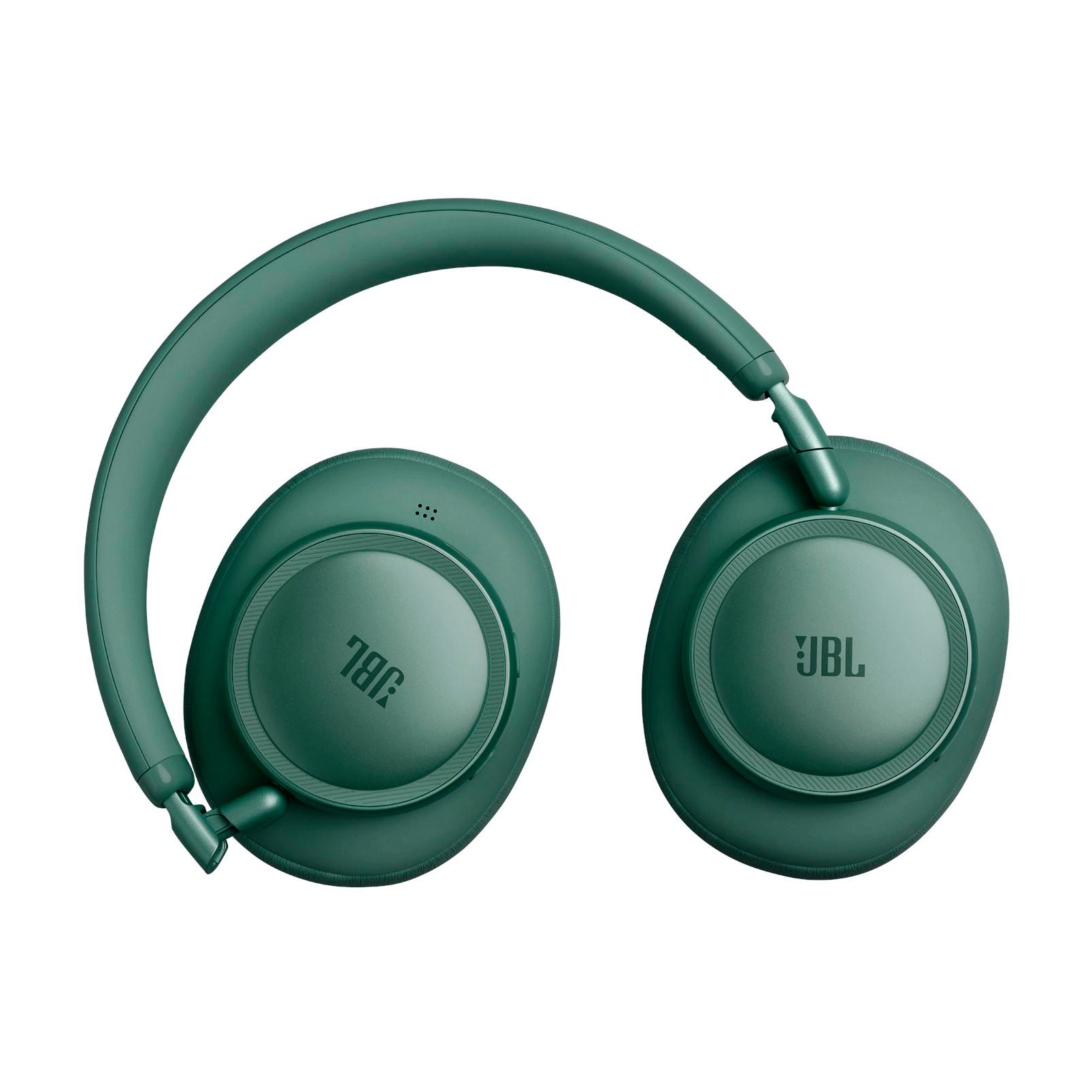Dunkelgrüne Over-Ear-Kopfhörer von JBL, liegend auf weißem Hintergrund.