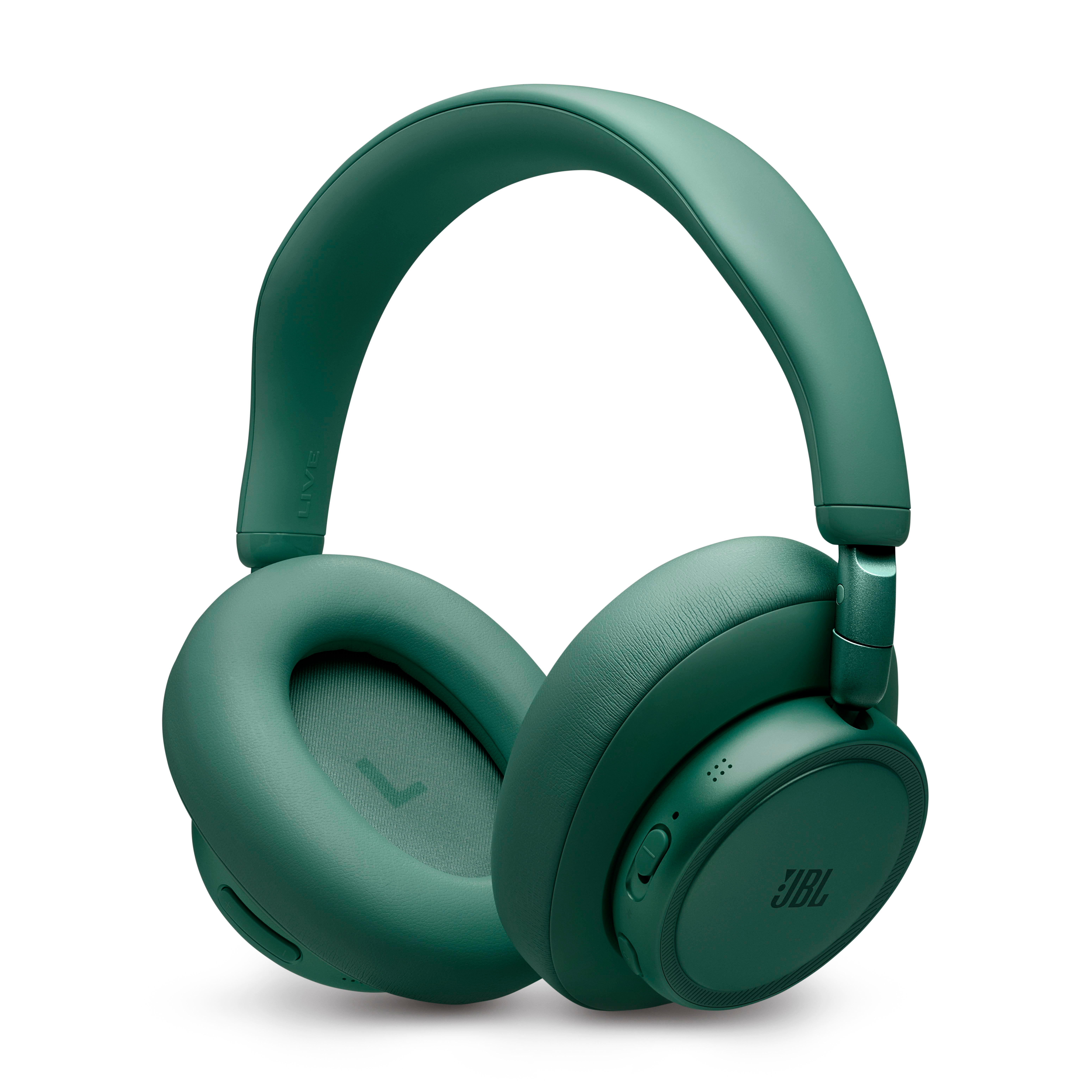 Grüne JBL Kopfhörer mit gepolsterten Ohrmuscheln und Kopfbügel.
