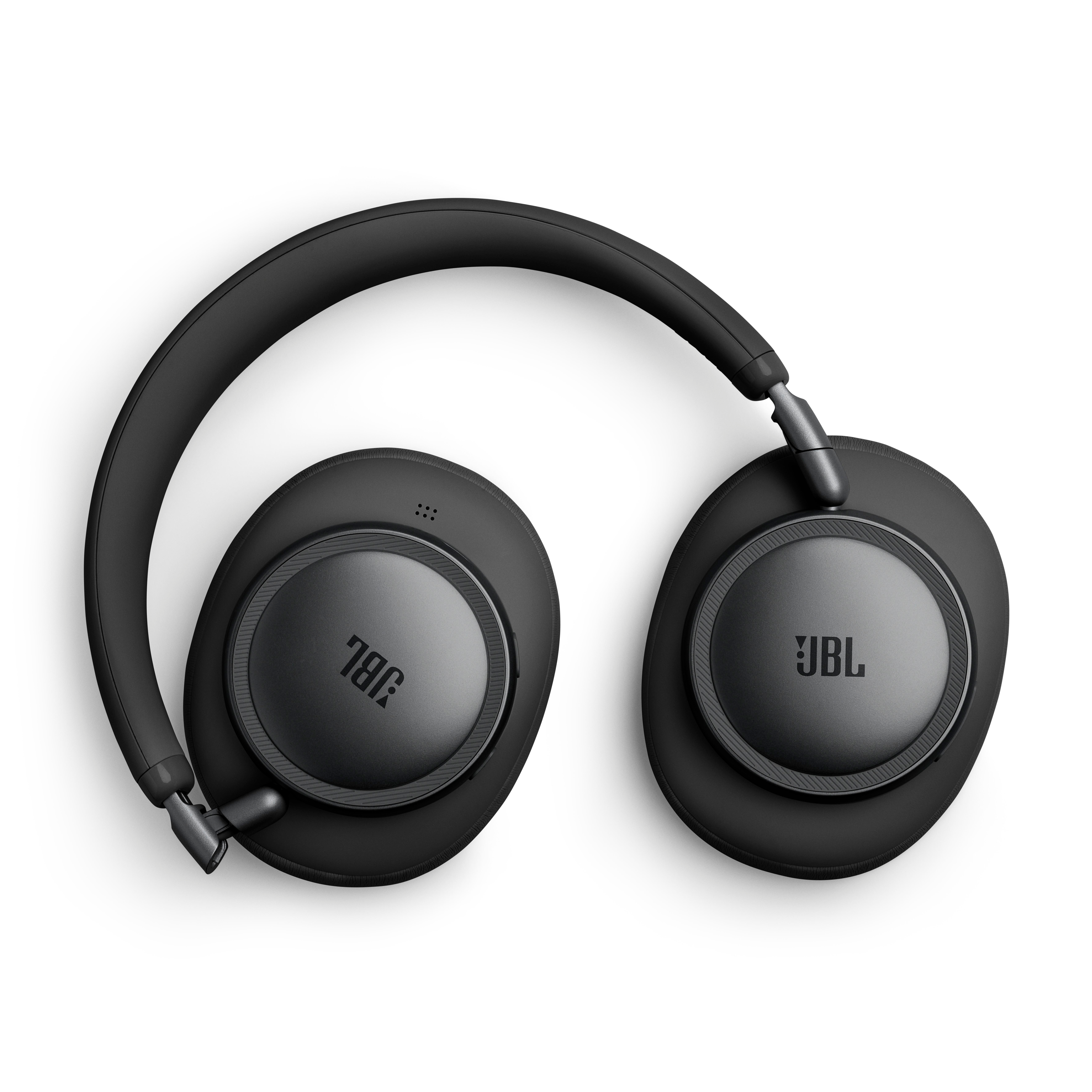 Schwarze Kopfhörer mit JBL-Logo auf weißem Hintergrund.