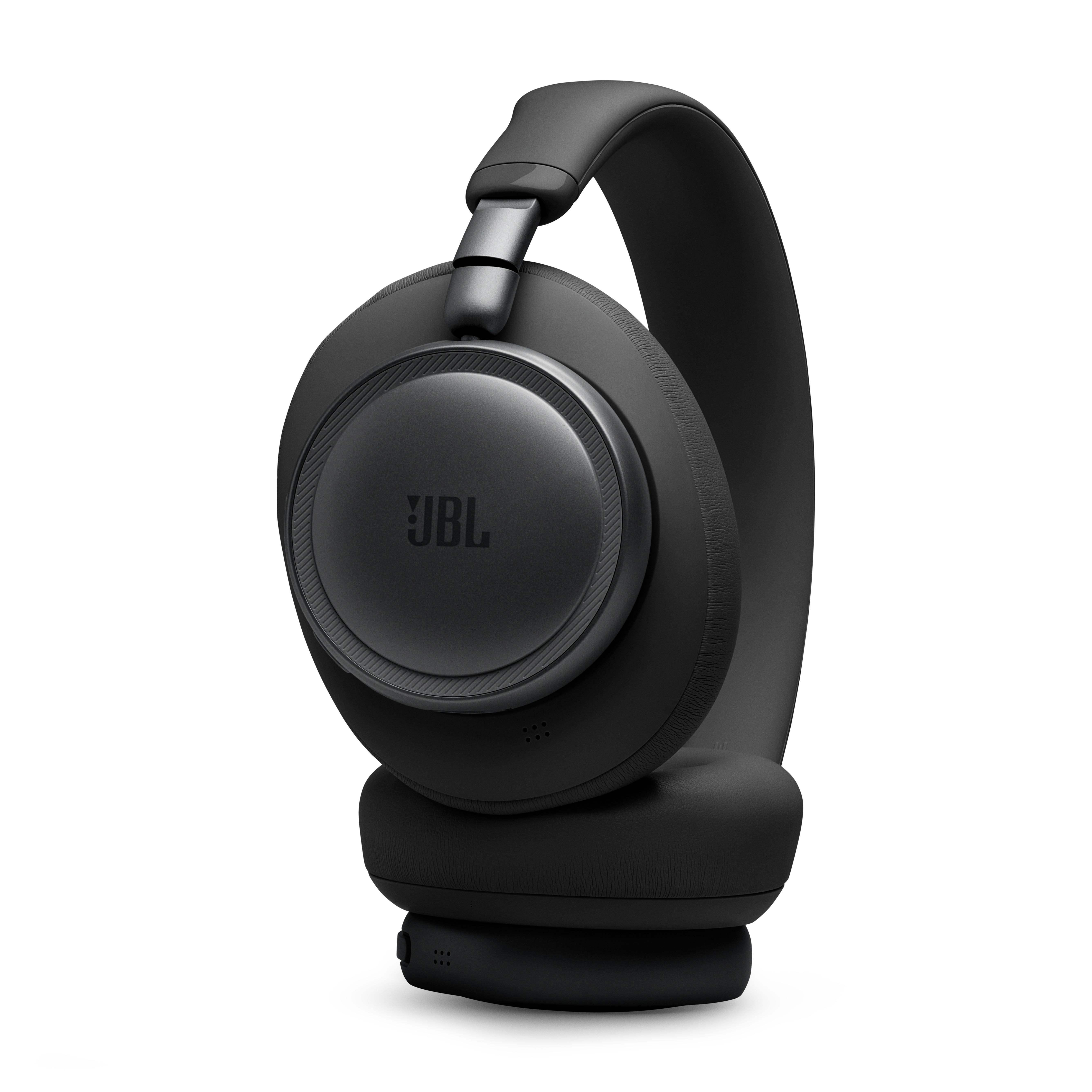 Schwarze JBL-Kopfhörer mit gepolstertem Kopfbügel und runden Ohrmuscheln.