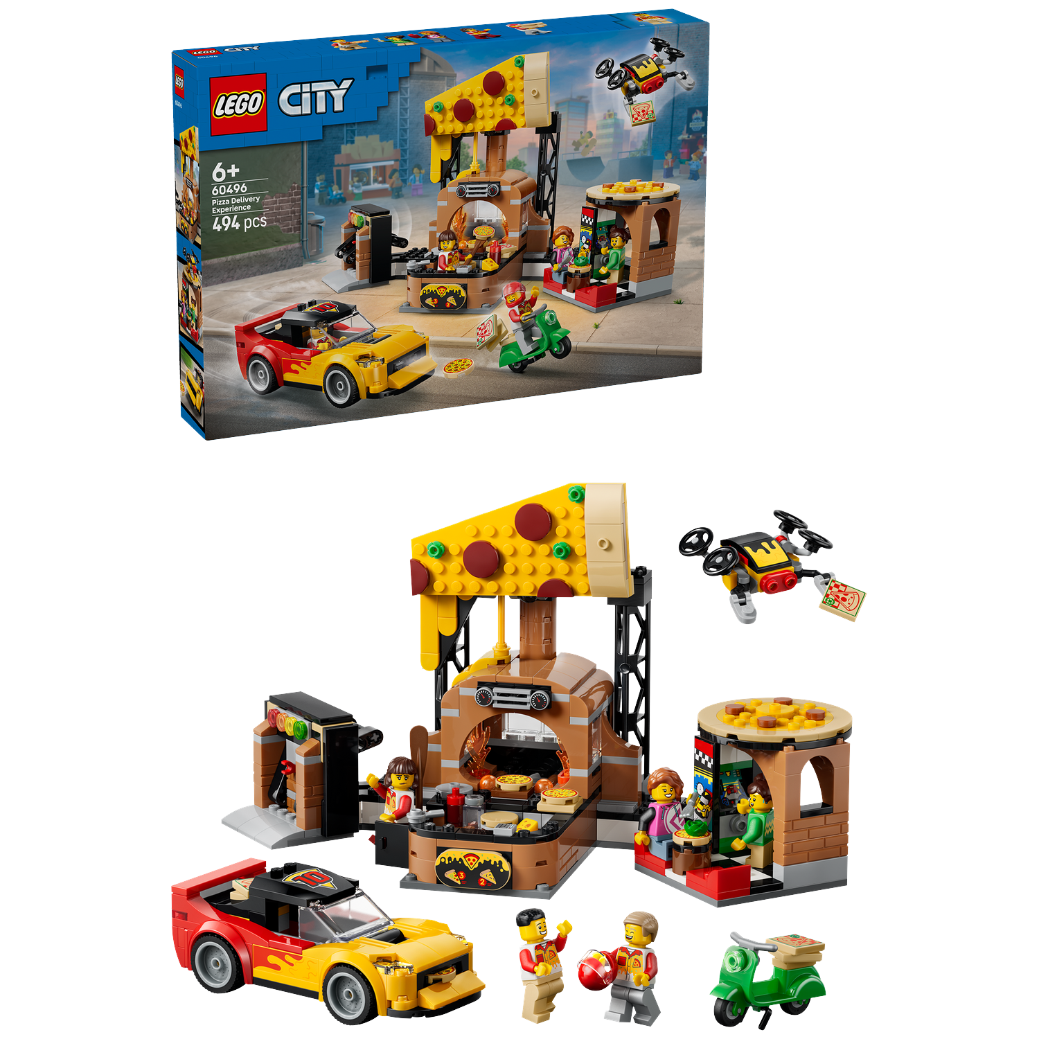 Lego City 60496 Pizza Delivery Experience With Vehicles Bouwstenen Multicolor