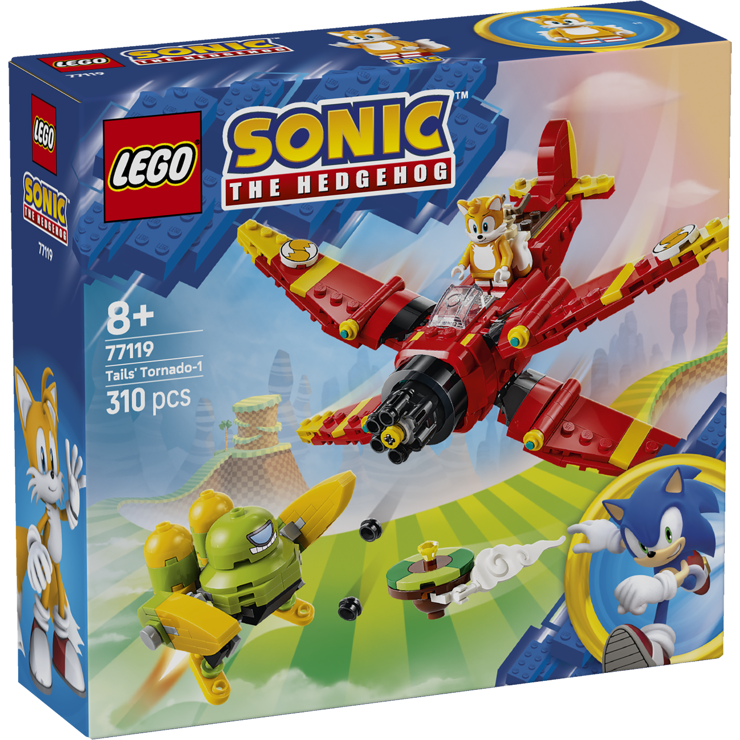 LEGO Sonic the Hedgehog bouwset met vliegtuig, Sonic en Tails figuren.
