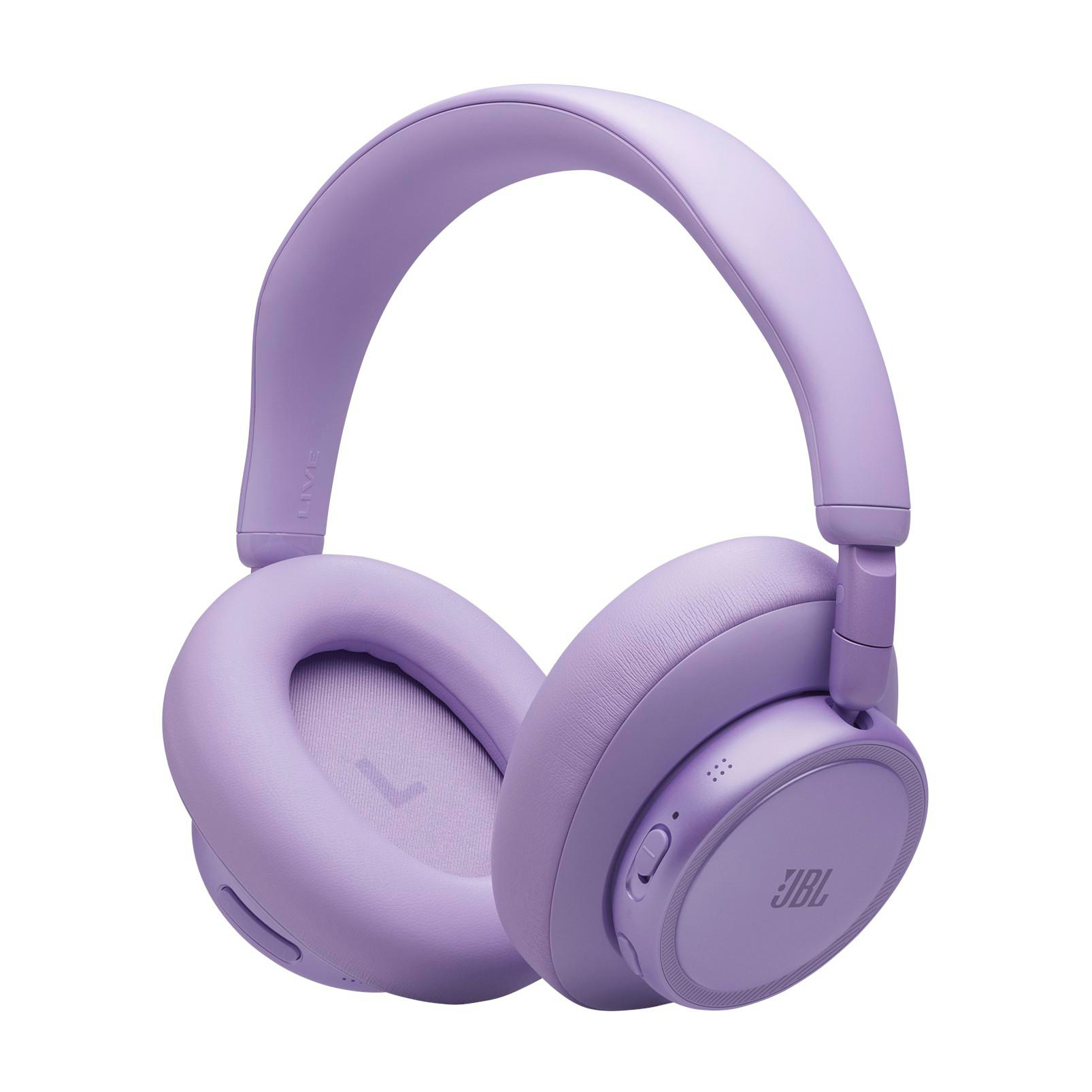Lila JBL-Kopfhörer mit gepolsterten Ohrmuscheln und Kopfbügel.