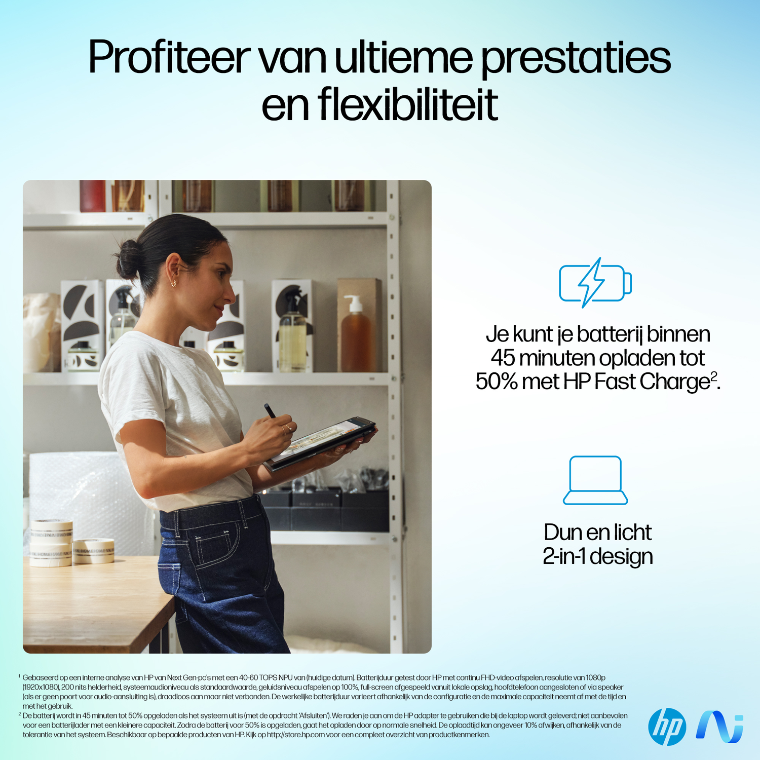 Een vrouw met donker haar gebruikt een stylus op een tablet voor een plank.