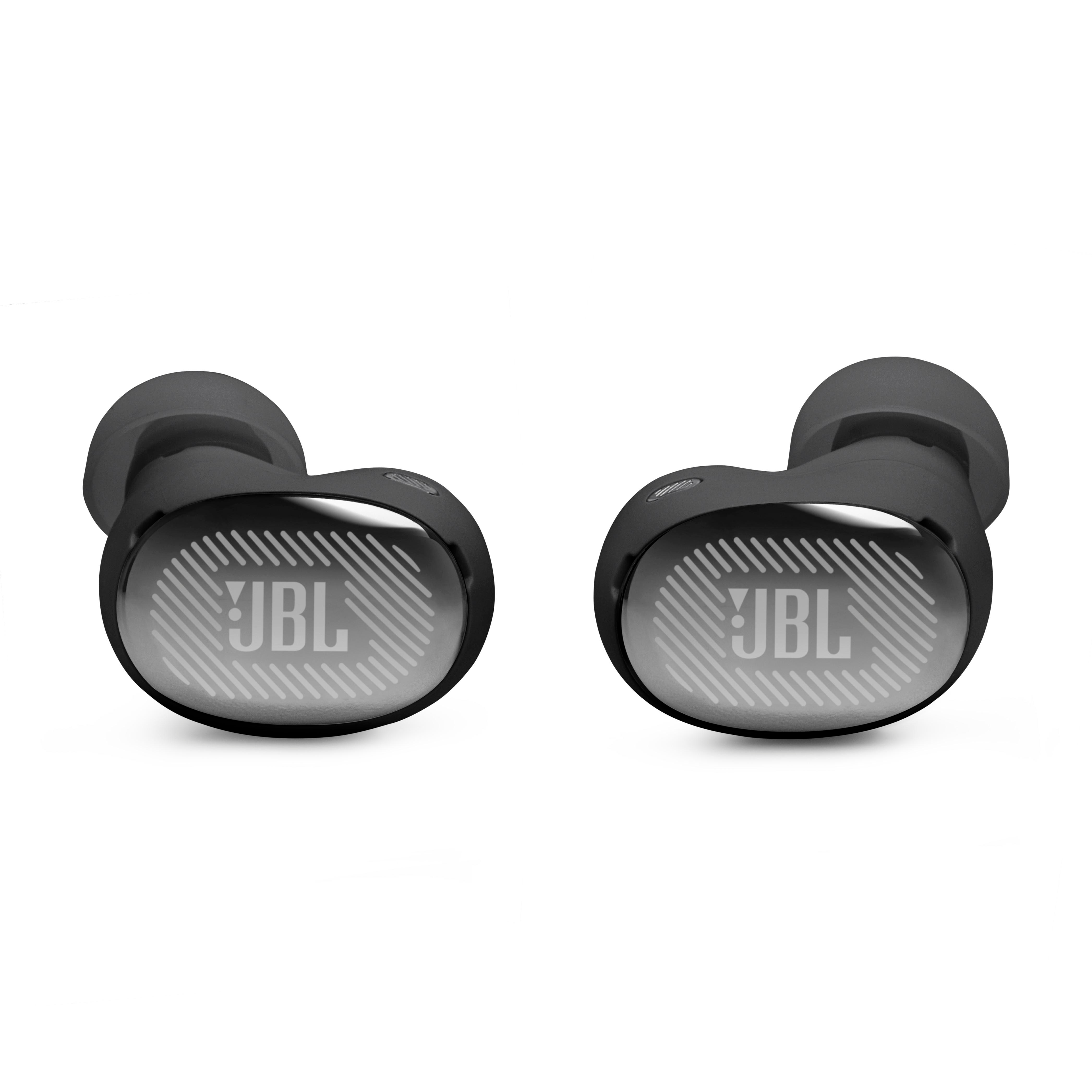 Zwei schwarze JBL-Kopfhörer mit silbernem Logo auf weißem Hintergrund.