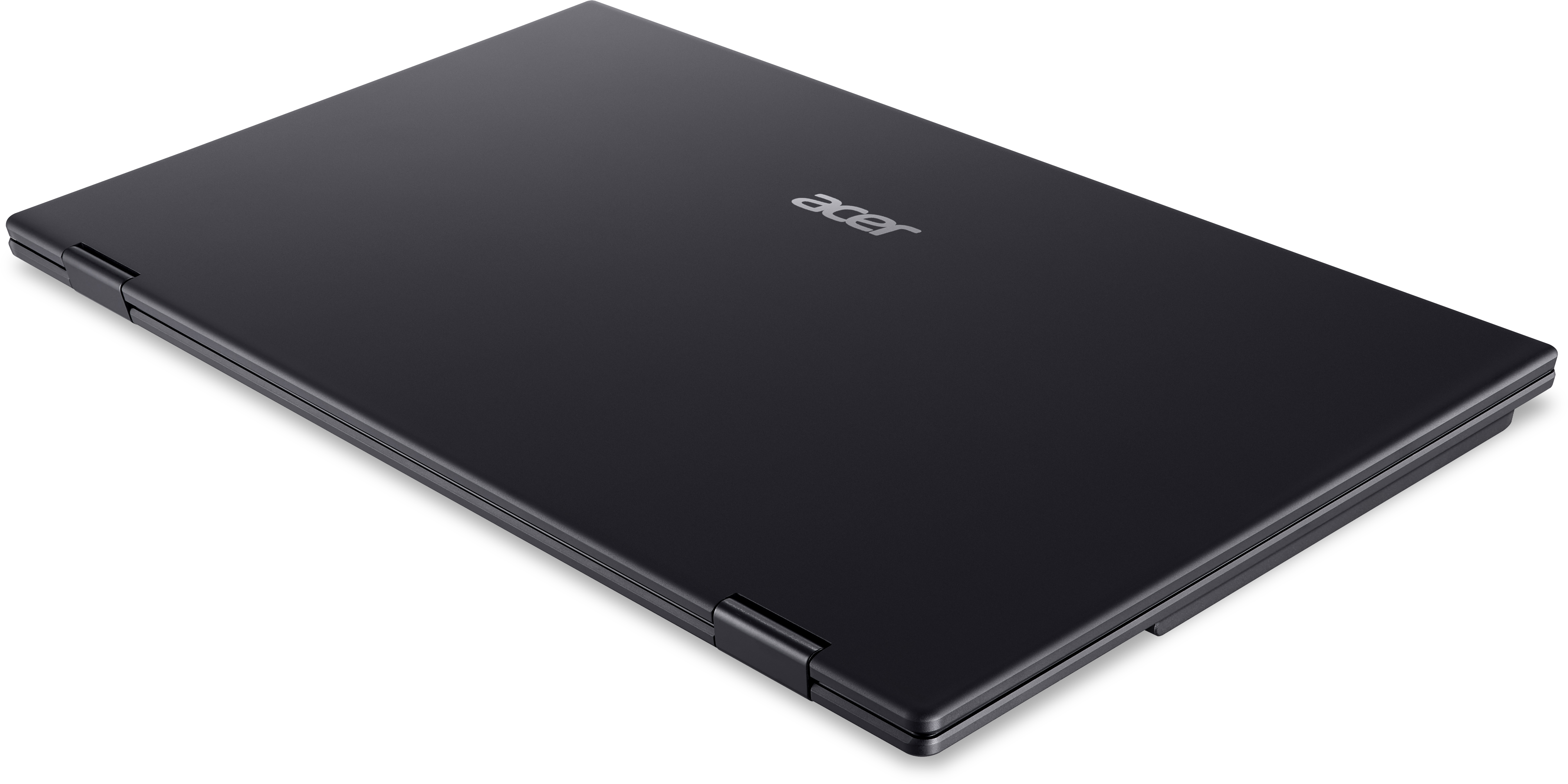 Un laptop Acer chiuso e scuro con logo argentato sul coperchio.