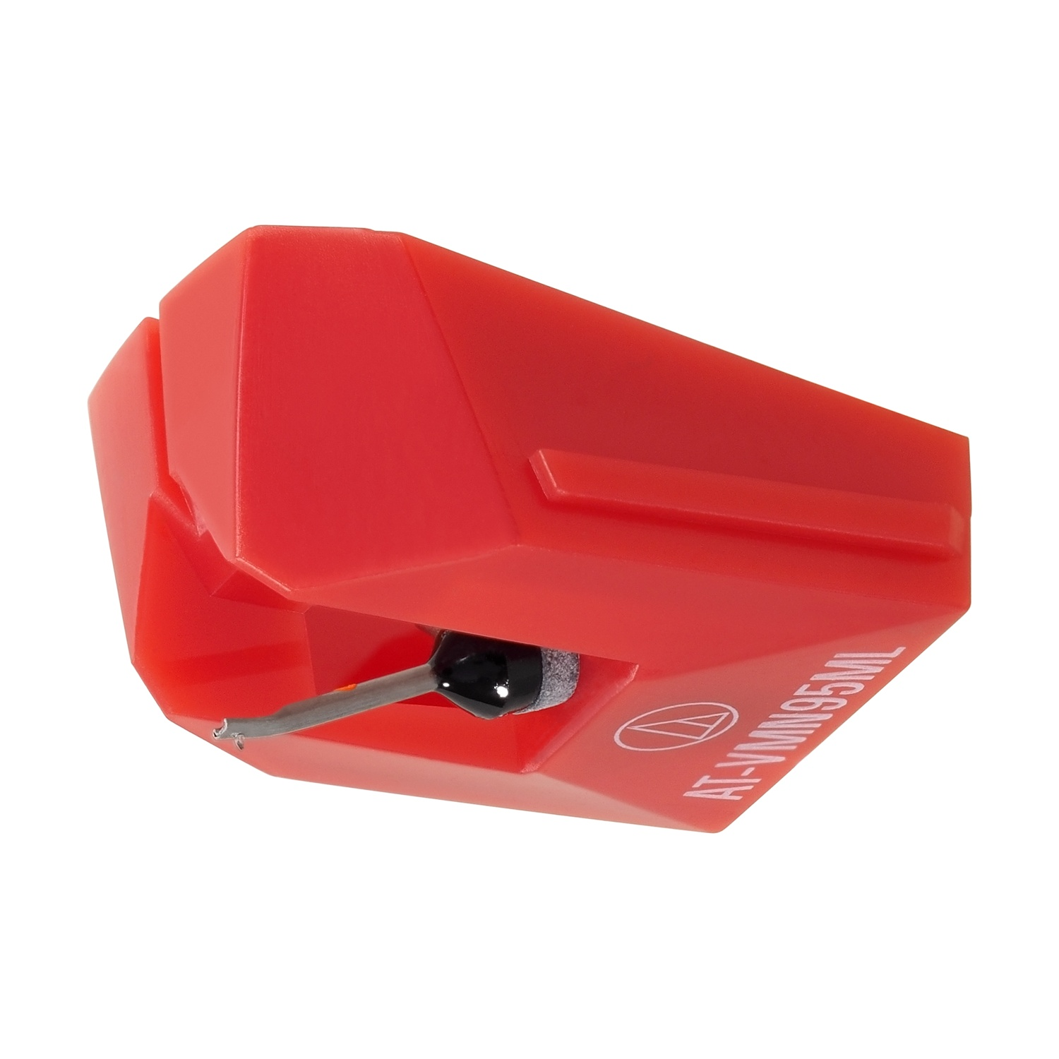 Testina rossa per giradischi con puntina e numero modello AT-VMN95ML.