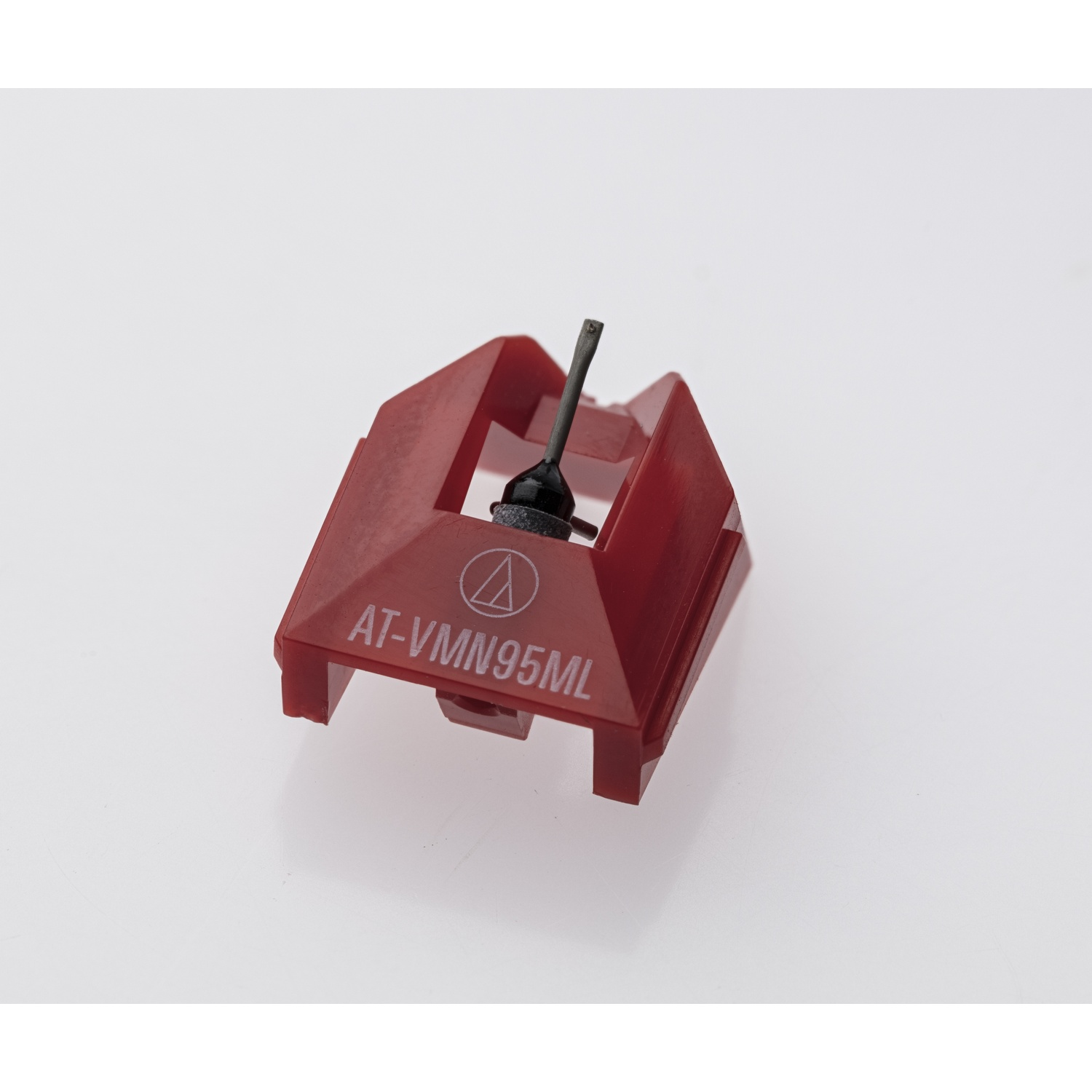 Testina fonografica rossa con ago e scritta AT-VMN95ML.