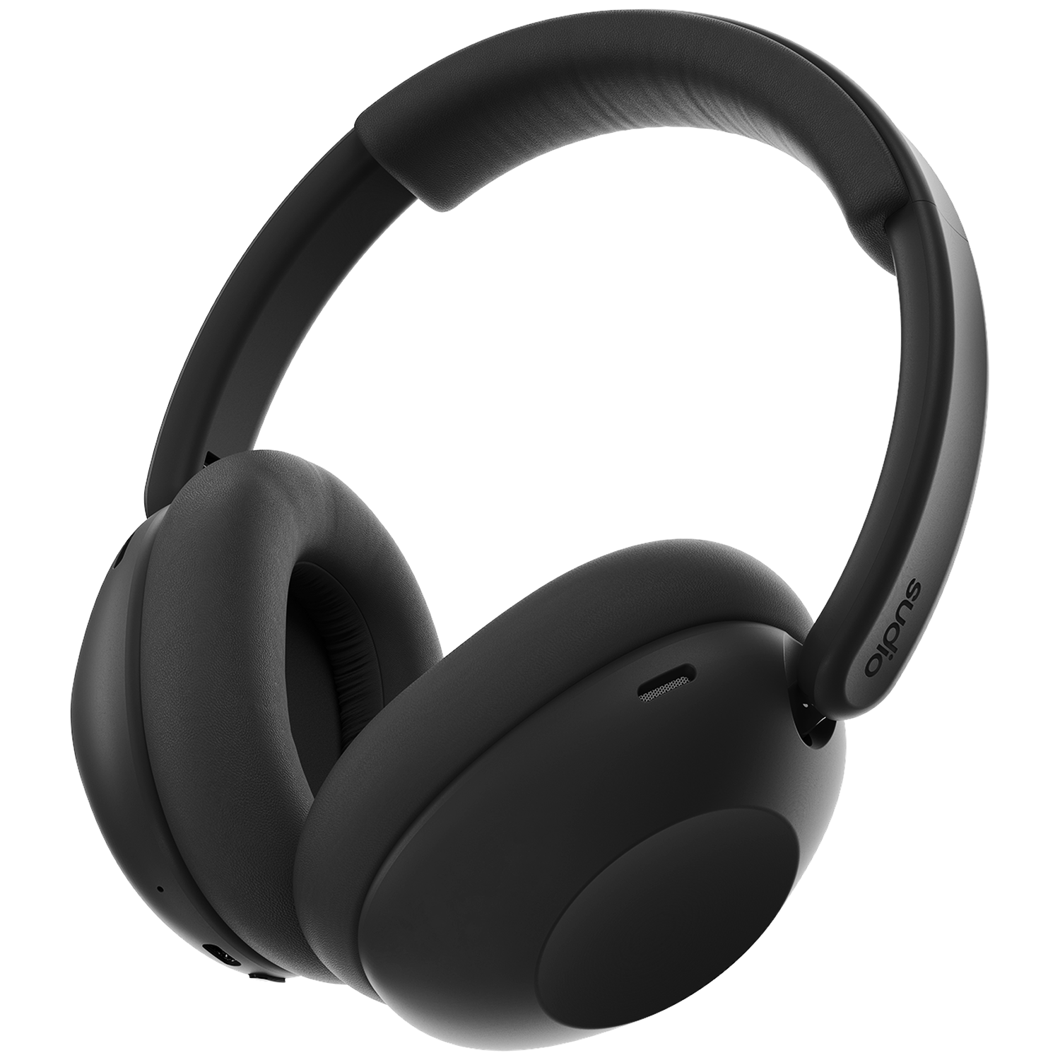 Zwarte over-ear koptelefoon met gewatteerde hoofdband en oorkussens. Sudio logo zichtbaar.