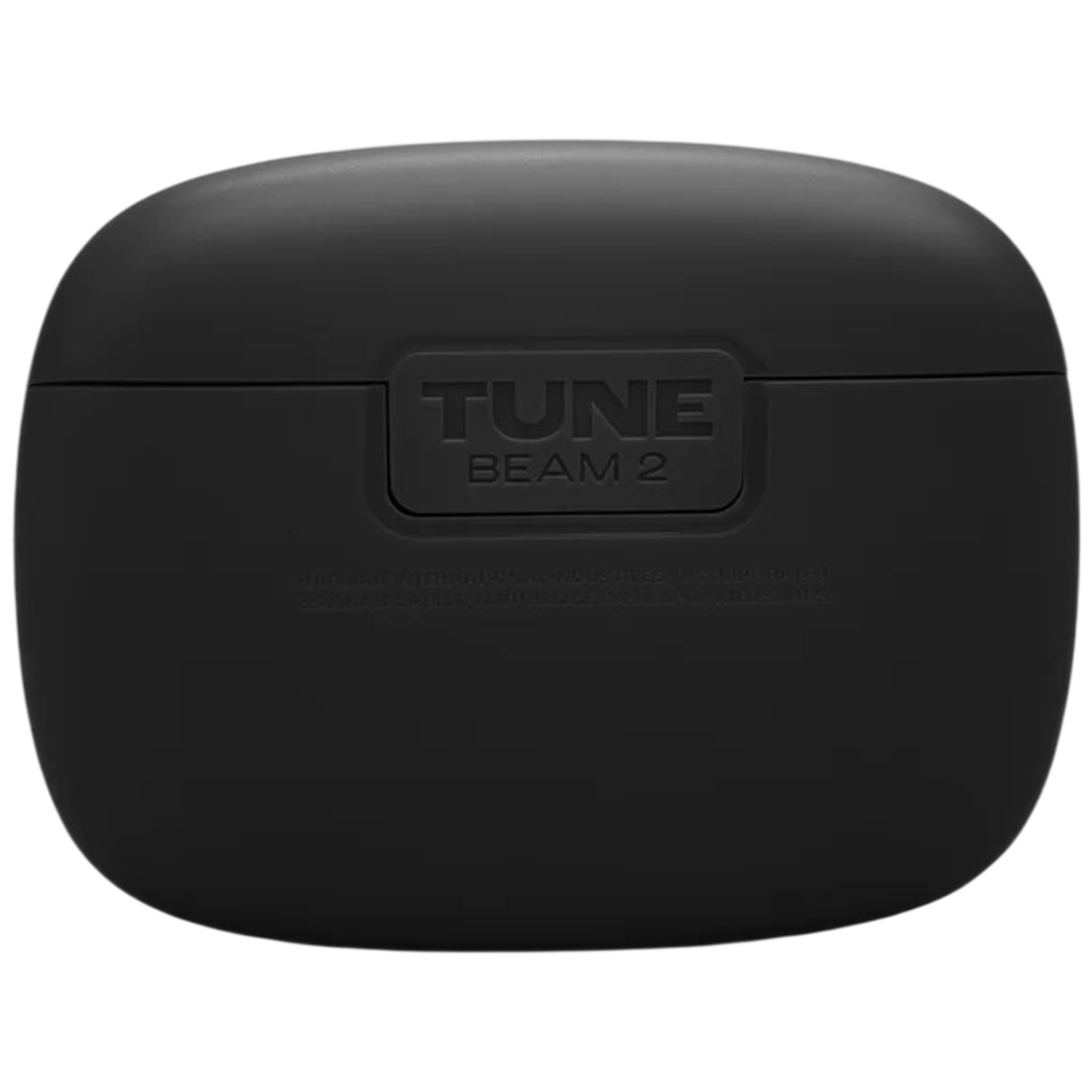 A black charging case for earbuds, with 'TUNE BEAM 2' text.