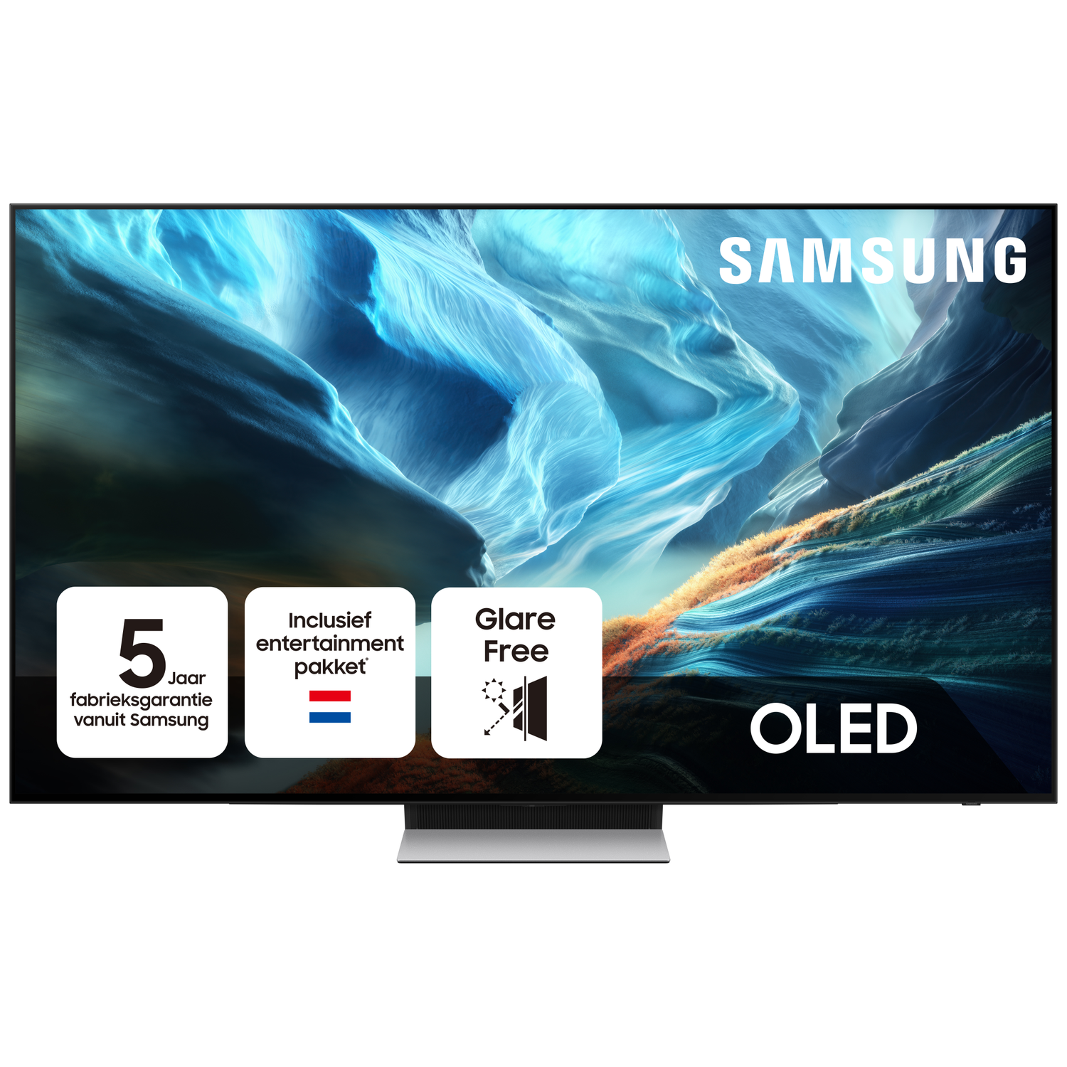 Samsung OLED TV with 5-year warranty, entertainment package & glare free.