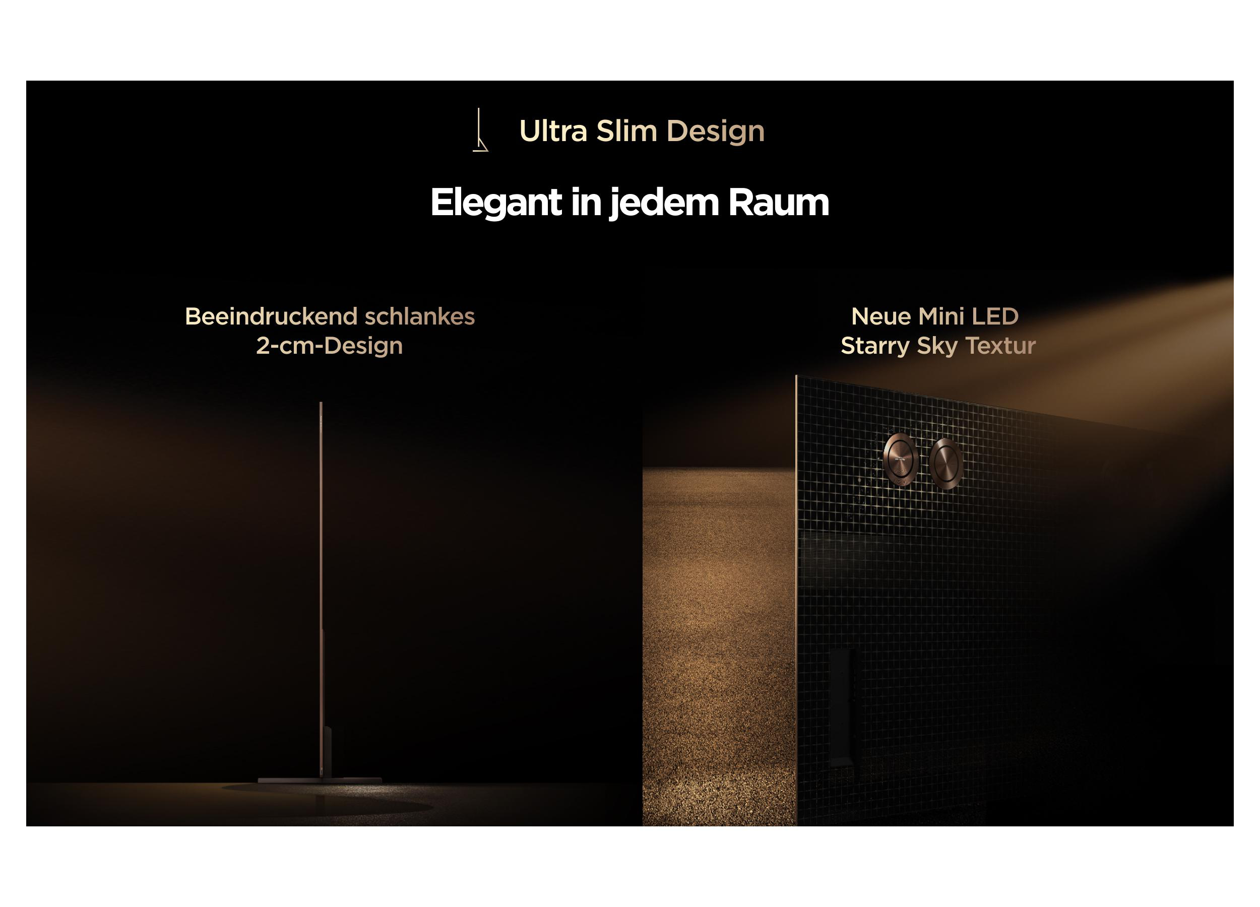 Ultra Slim Design: Eleganter 2-cm-TV mit Starry Sky Textur.