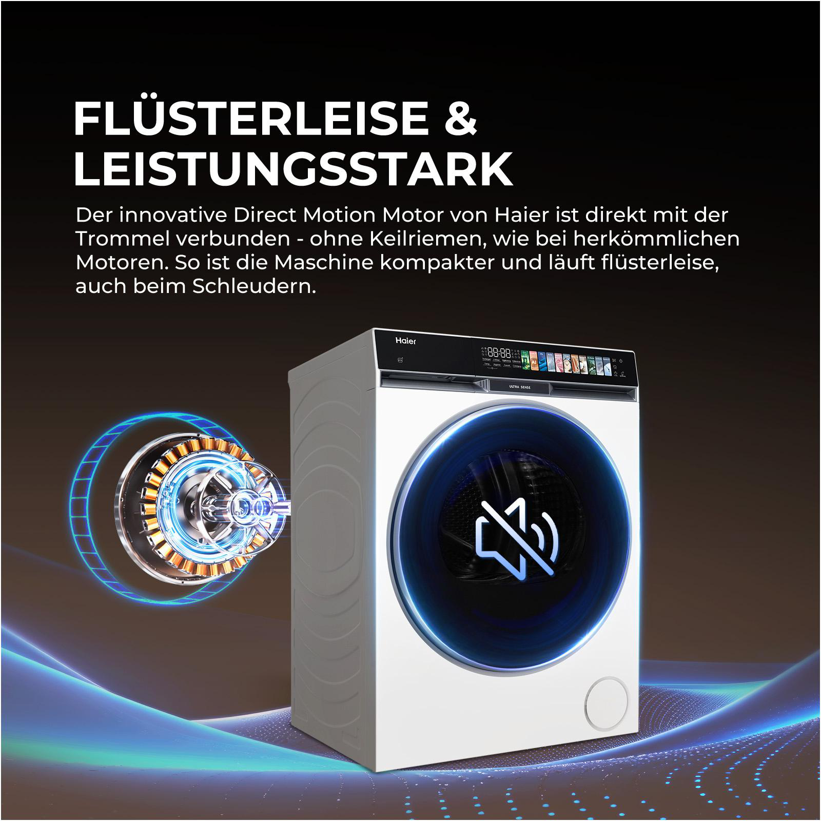 Haier Waschmaschine mit stummem Modus und Motor-Detail
