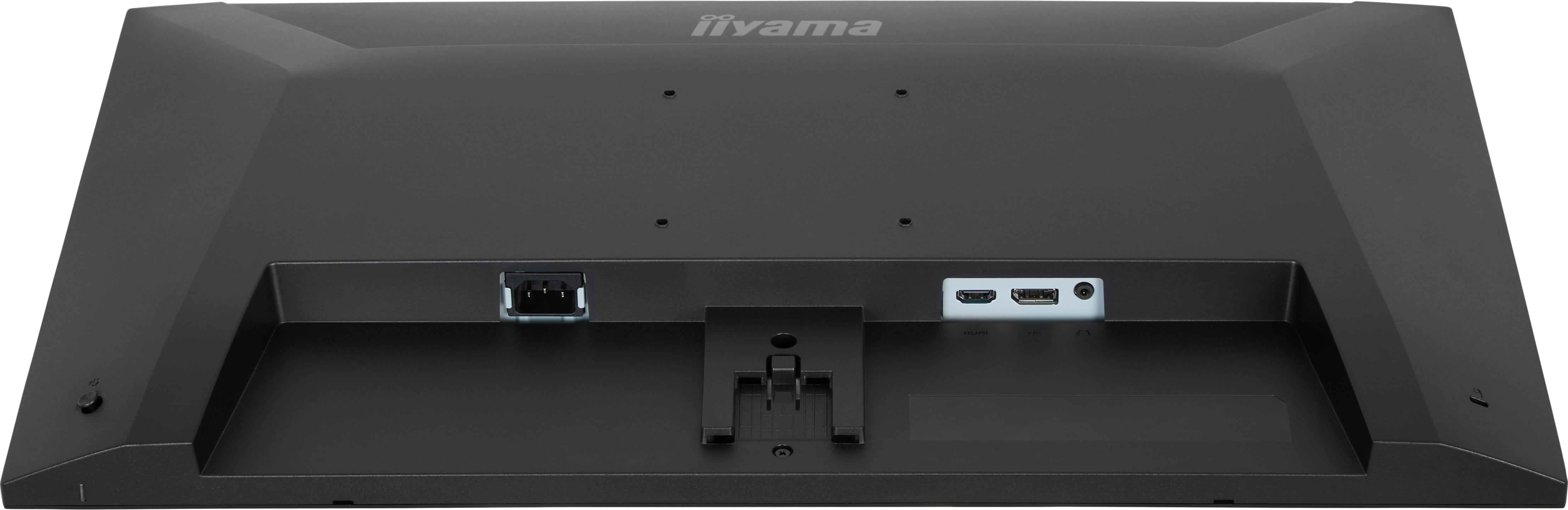 Tył czarnego monitora z portami HDMI i zasilania.