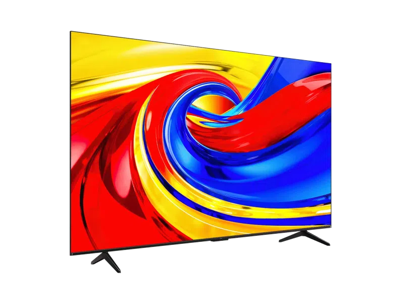 Egy modern, síkképernyős TV, színes, örvénylő mintával a képernyőn.