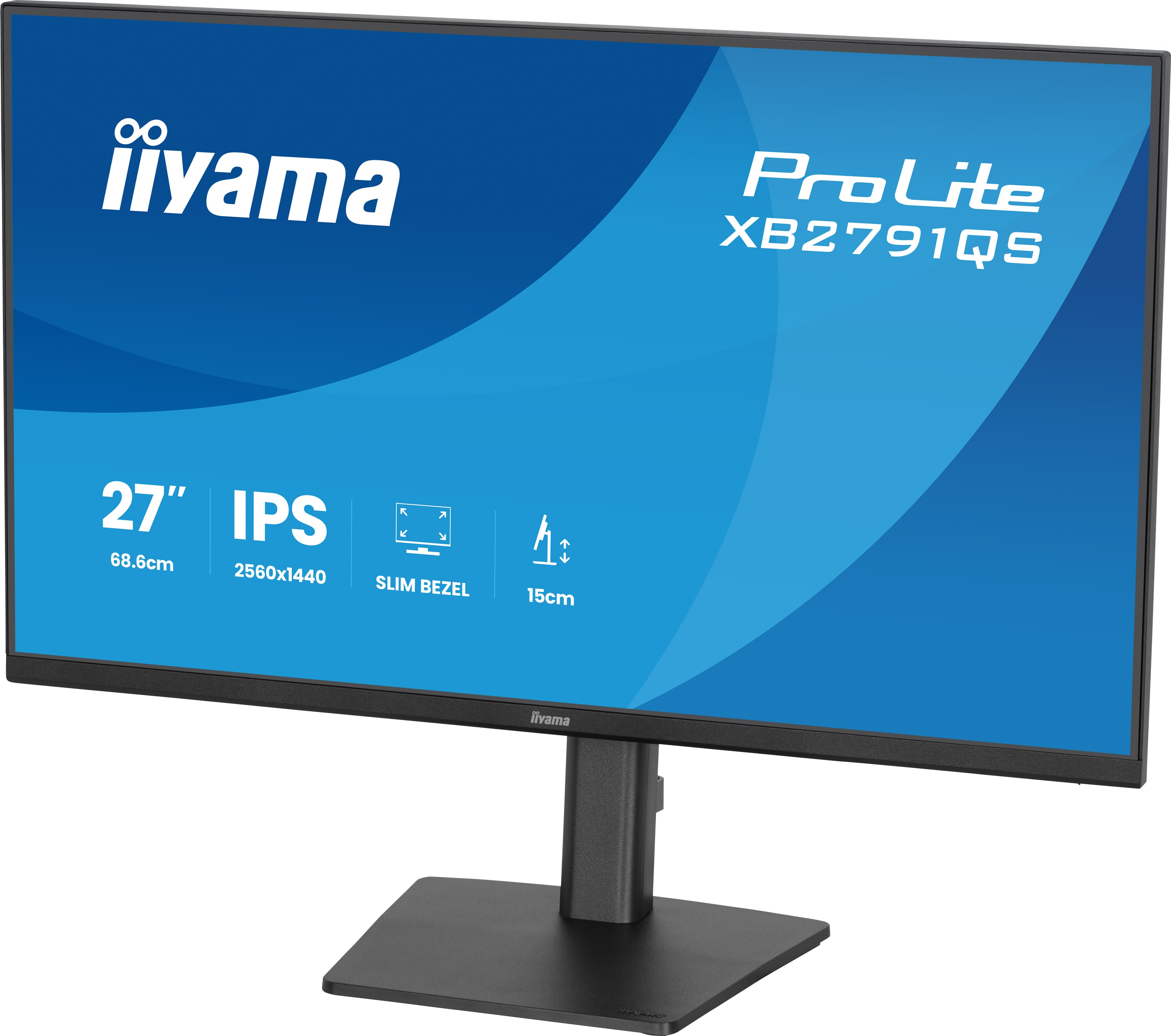 Monitor IPS 27 cali o rozdzielczości 2560x1440 z wąską ramką.
