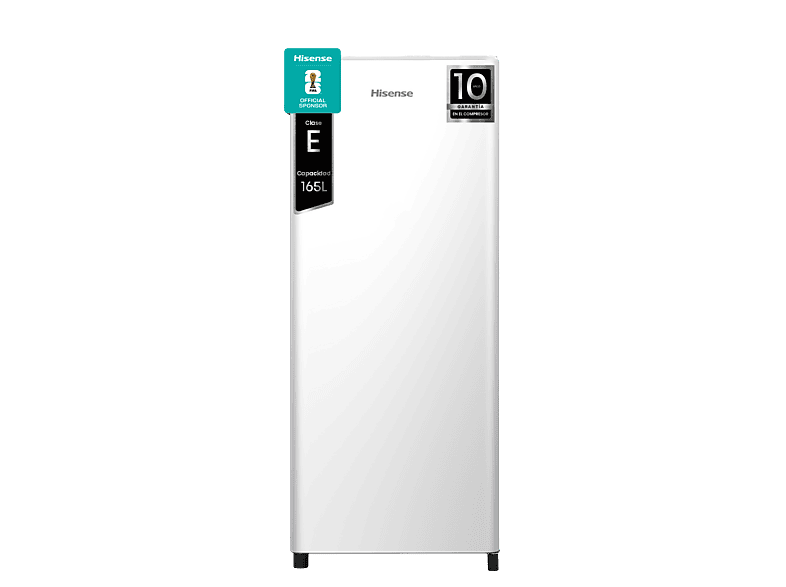 Frigorífico una puerta - Hisense RR220D4BWE, Cíclico, 126.5 cm, 165 L, Balconera XXL, Cajón frutas y verduras, Blanco