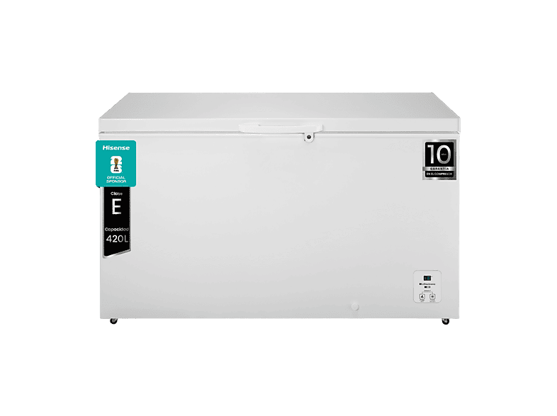 Congelador horizontal - Hisense FT546D4AWLYE, Defrost, 420 l, 85 cm, Inverter, Blanco