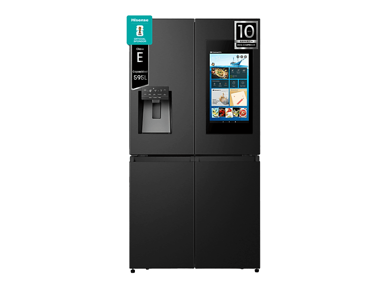 REACONDICIONADO Seminuevo Funcional Frigorífico americano - Hisense RQ760N4IFE, No Frost, 178.5 cm, 577 l, Pantalla TFT, WiFi, Negro