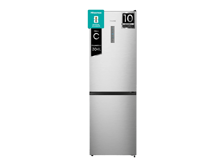 Frigorífico combi - Hisense RB390N4BCC, No Frost, 186 cm, 304 l, Micro Vents Cooling, Motor Inverter, Inox