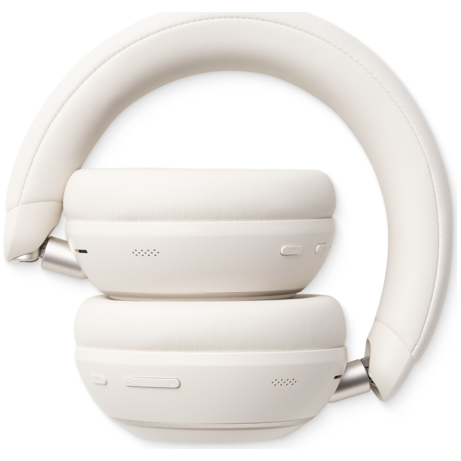 Casque blanc supra-auriculaire avec arceau et oreillettes rembourrés.