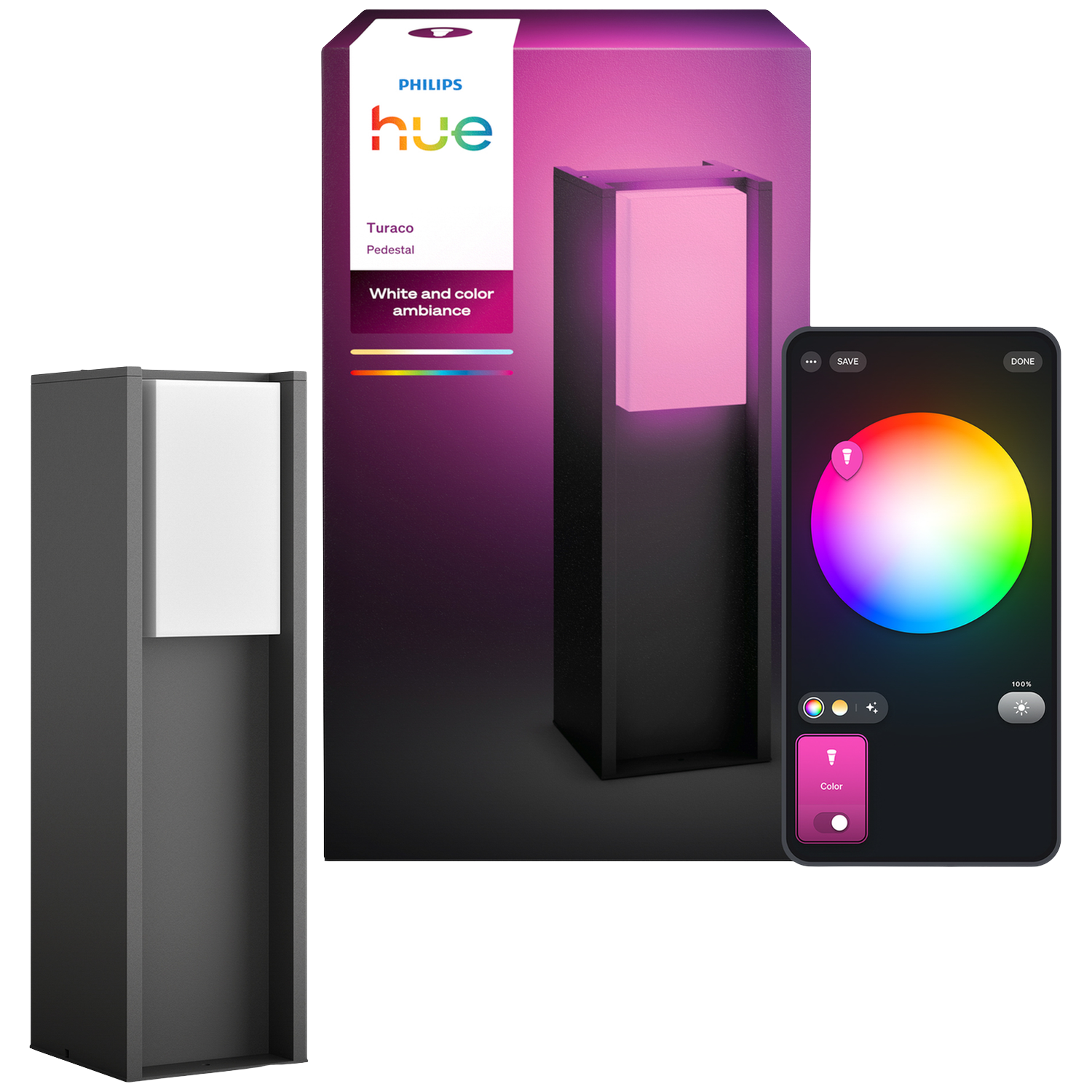 Philips Hue Turaco Lage Sokkellamp- Tuinverlichti Pedestal