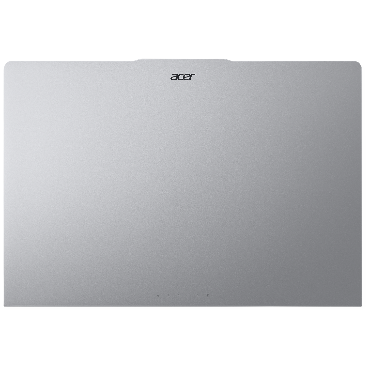 A closed, silver Acer Aspire laptop on a black background.