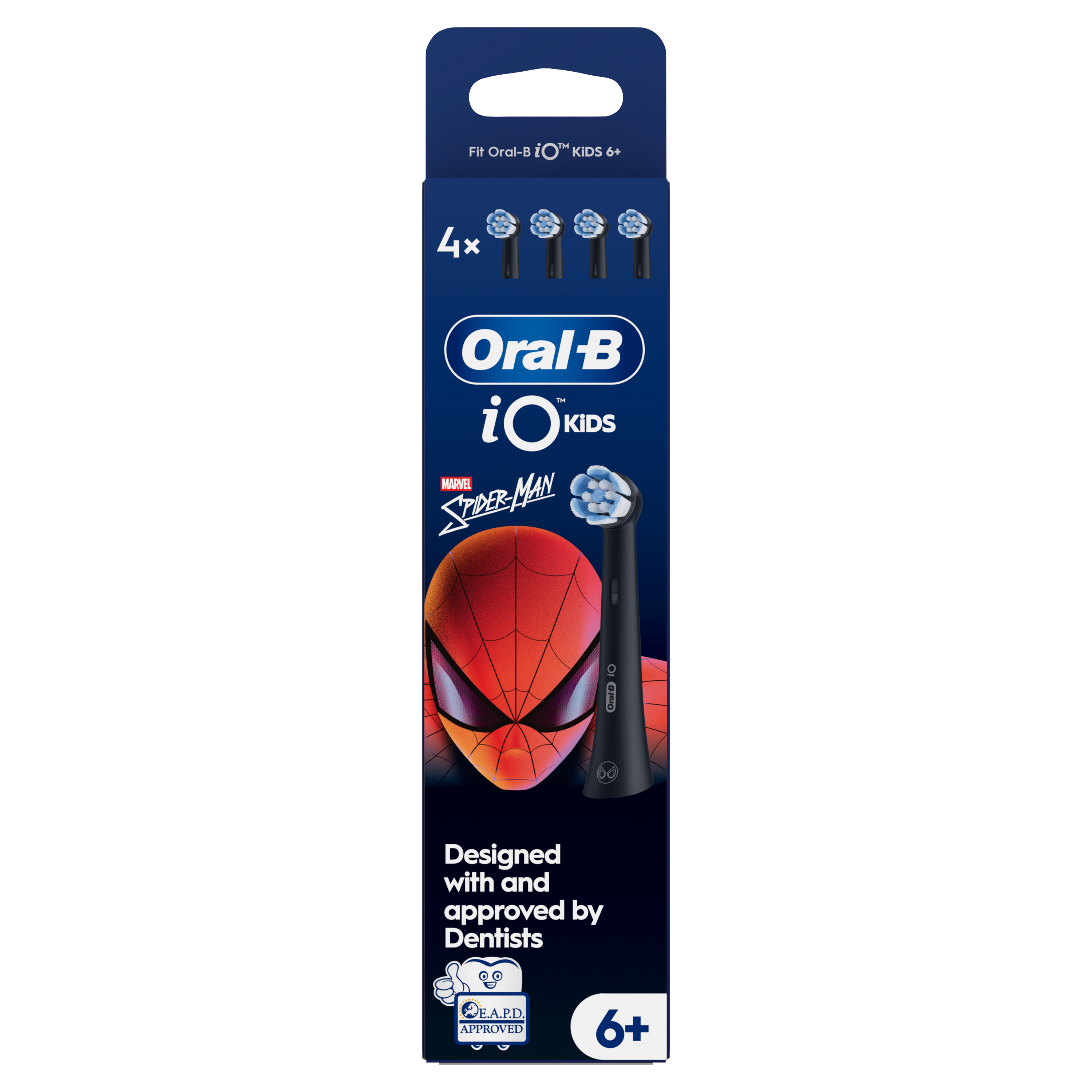 Główki Oral-B iO Kids, opakowanie 4 szt., wzór Spiderman.