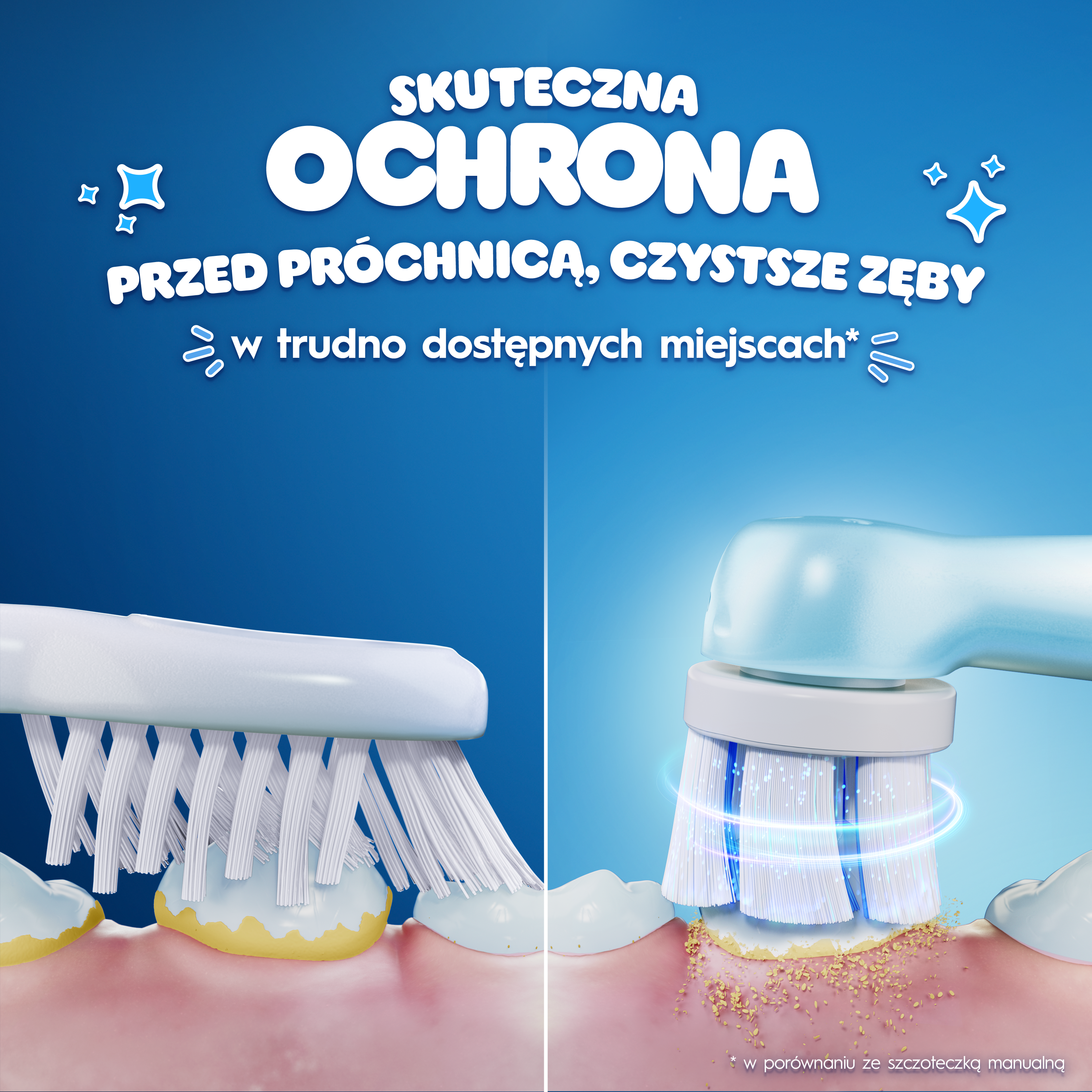Elektryczna szczoteczka do zębów skutecznie czyści zęby i dziąsła.