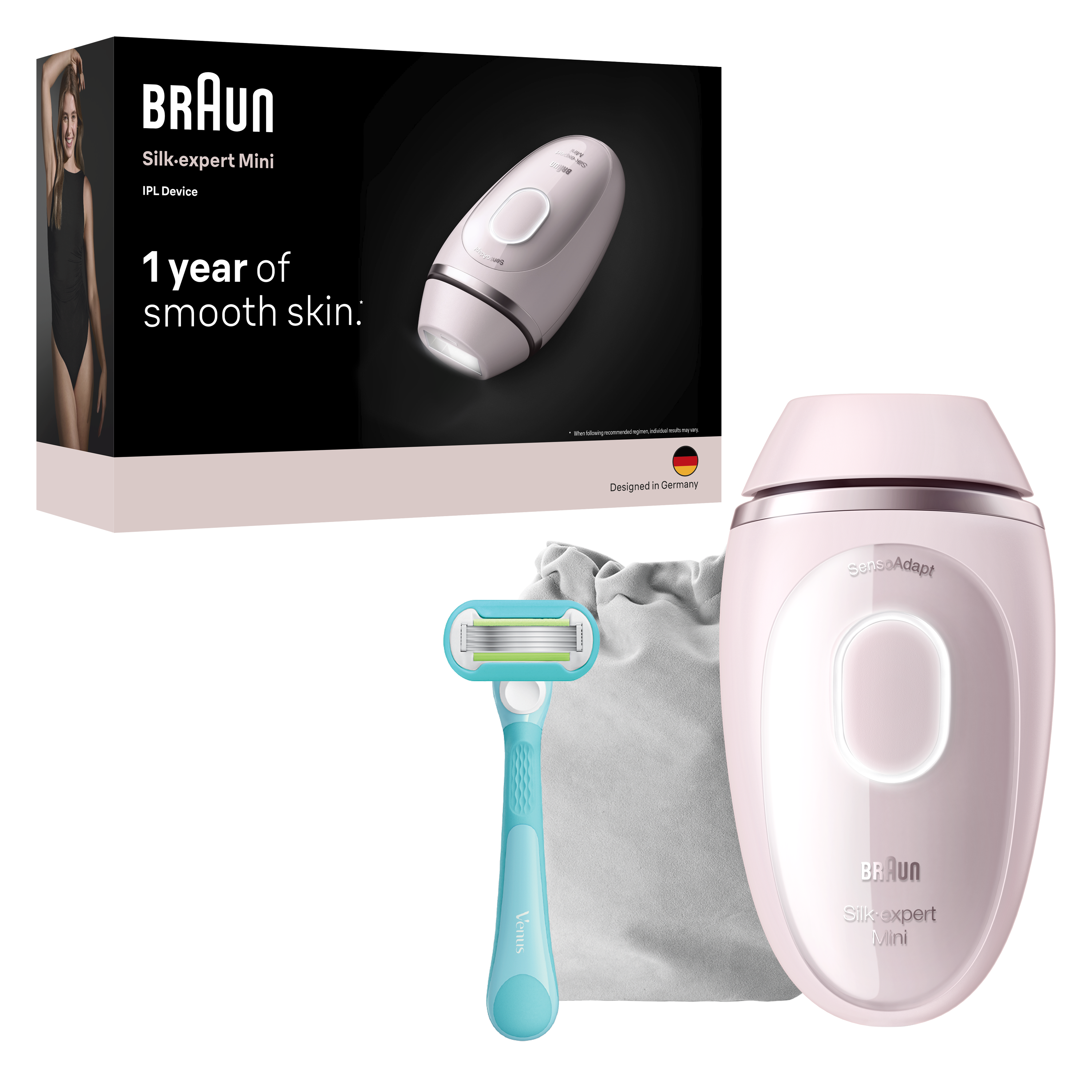 Urządzenie Braun Silk-expert Mini IPL z golarką i etui.
