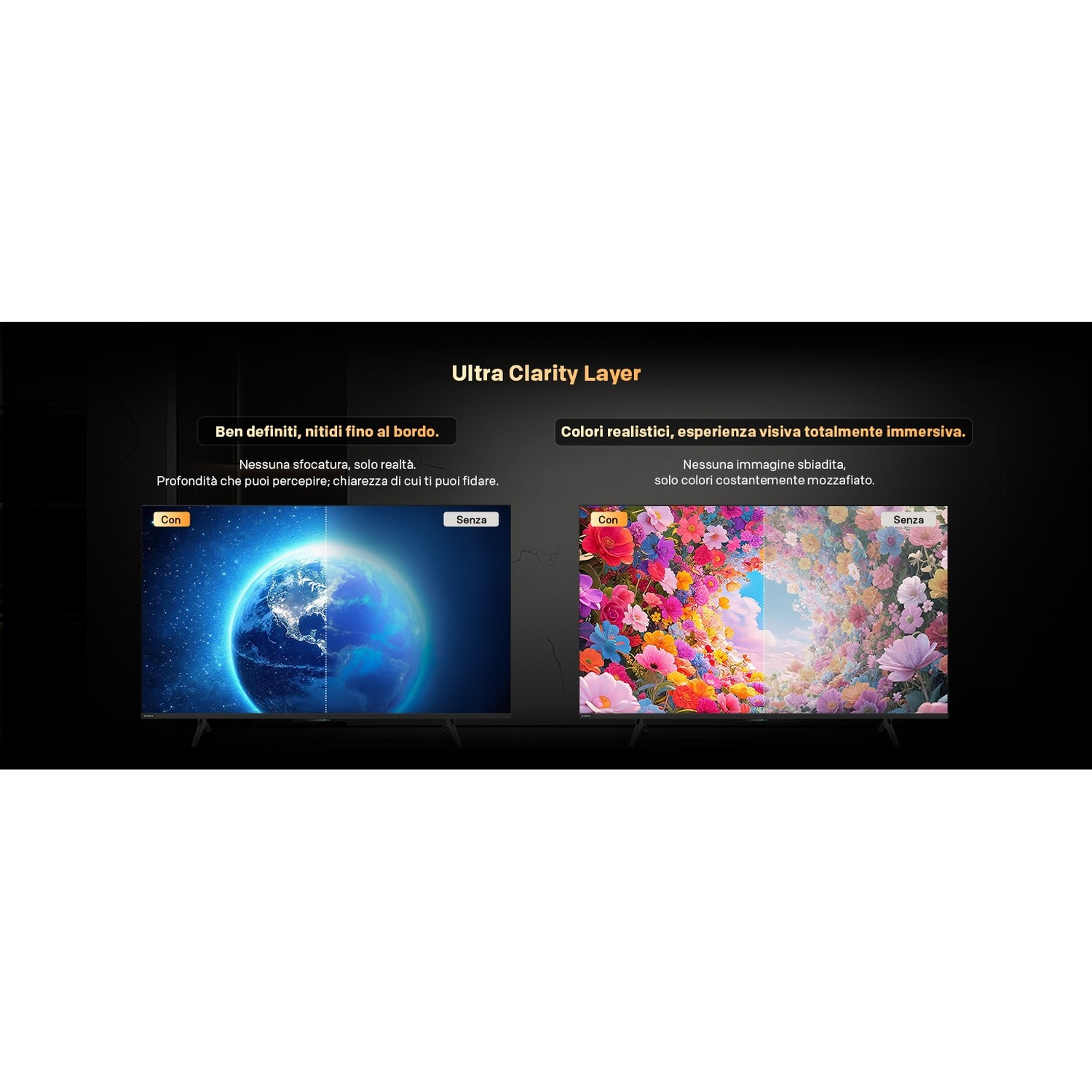 Ultra Clarity Layer: Terra e fiori con e senza la funzione.