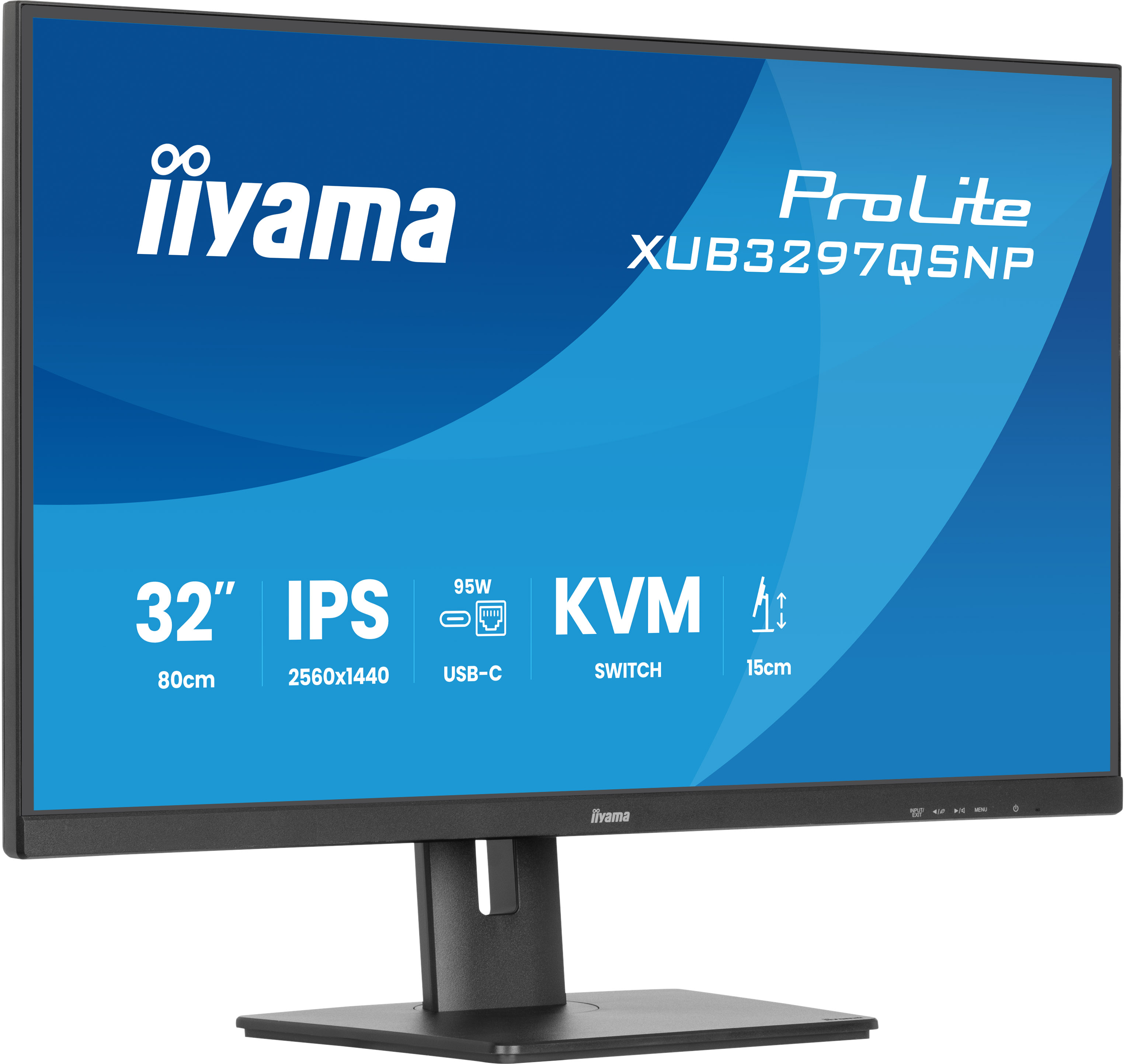 Monitor IPS 32 cale, rozdzielczość 2560x1440, USB-C 95W i przełącznik KVM.