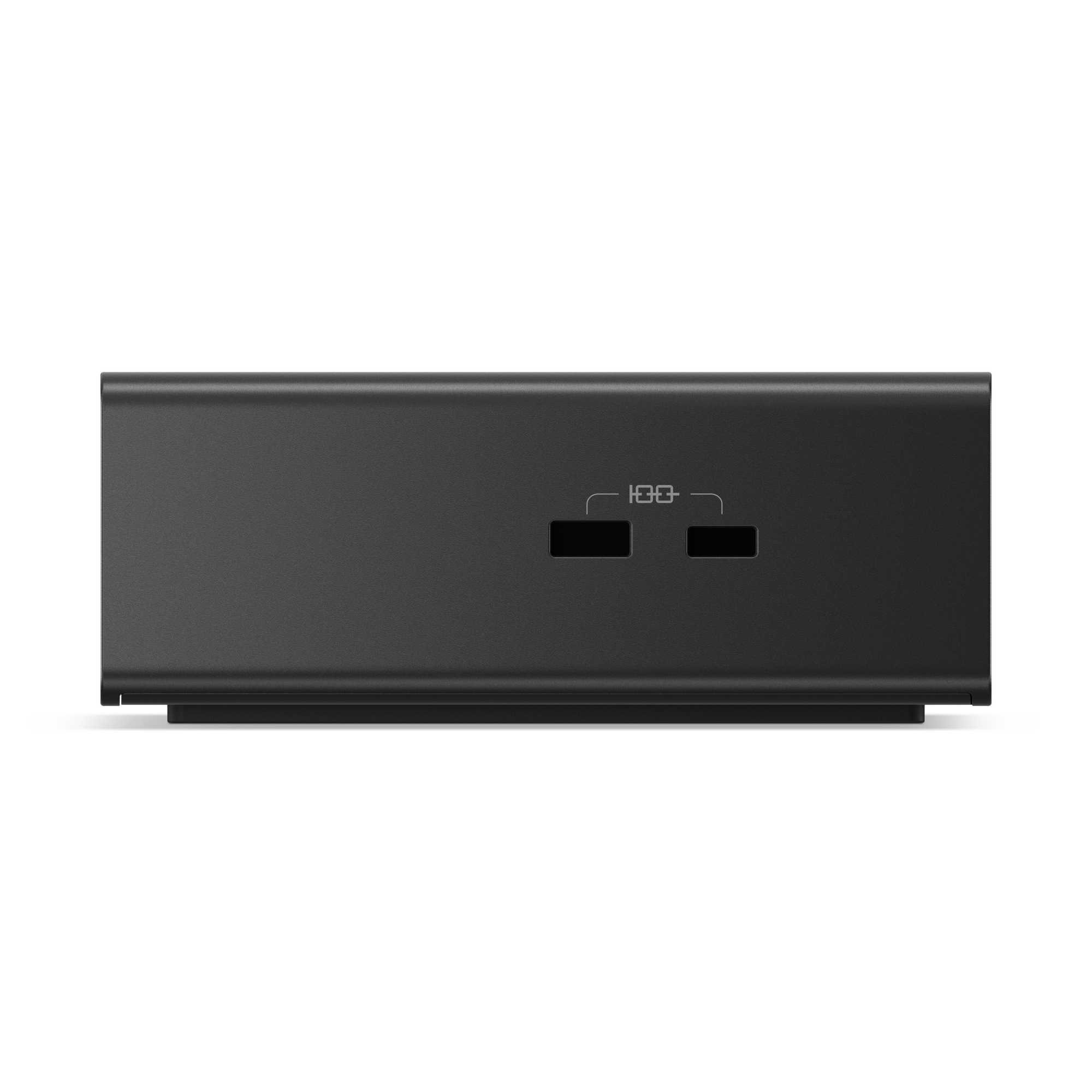 Carcasa negra con dos puertos USB-C y un símbolo de 100W.