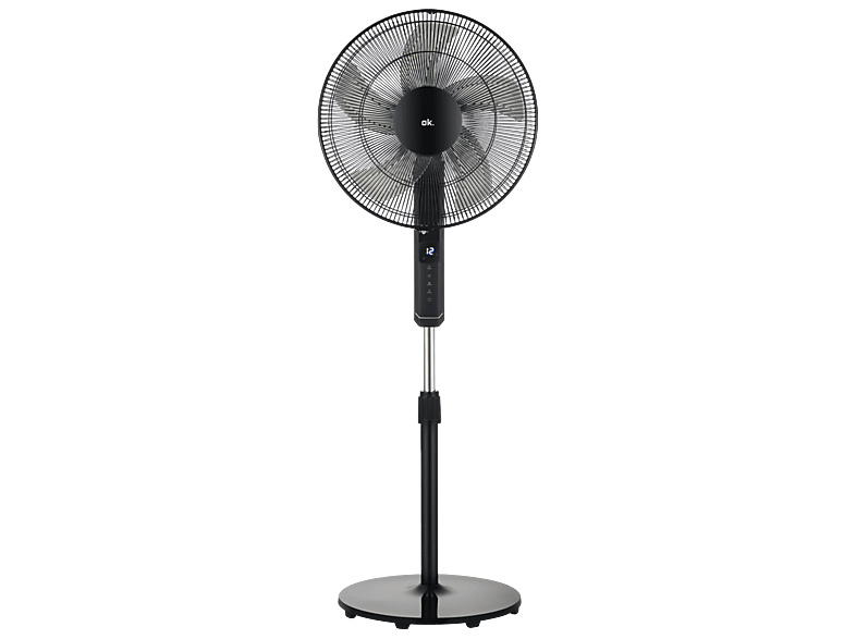 Ventilador de pie - ok. OSF 451226 ES, 33W, 12 Velocidades, Temporizador 12h, Motor DC Inclinación y Altura Ajustable, Negro