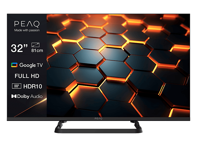 TV LED 32" - PEAQ PTV 32GF-5026C, Full-HD, Smart TV, DVB-T2 (H.265), HDR10, Dolby Audio, Triple Tuner, Negro