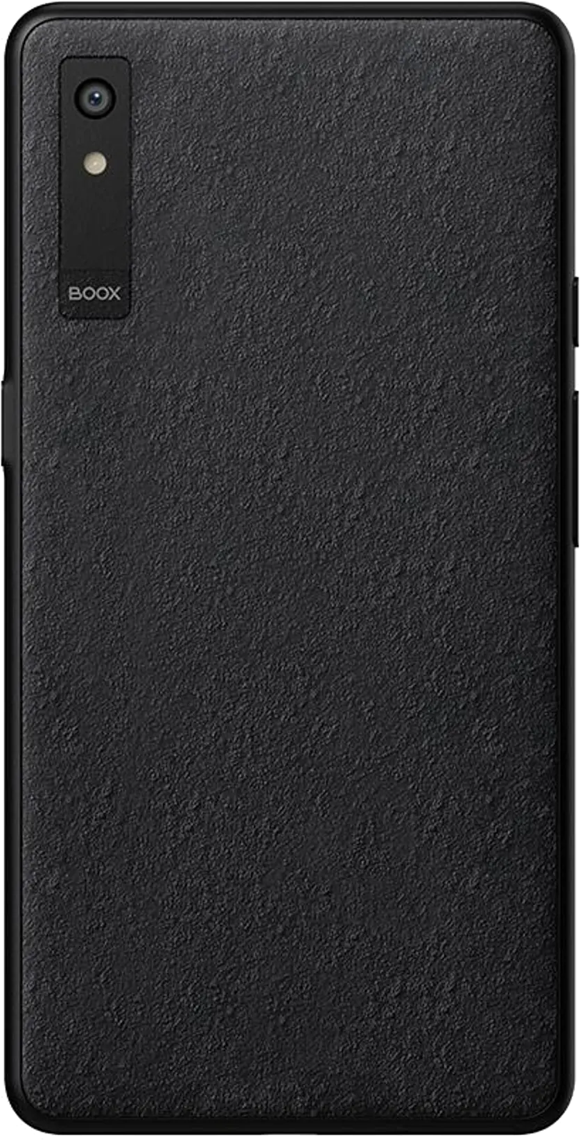 Schwarzes Smartphone mit Textur und Kamera auf der Rückseite.