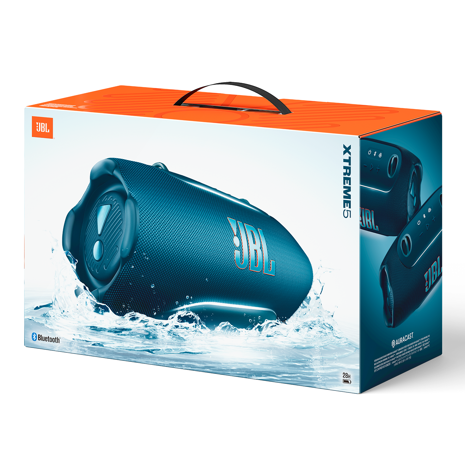 Bluetooth'lu JBL Xtreme 5 hoparlör kutusu, su içinde.