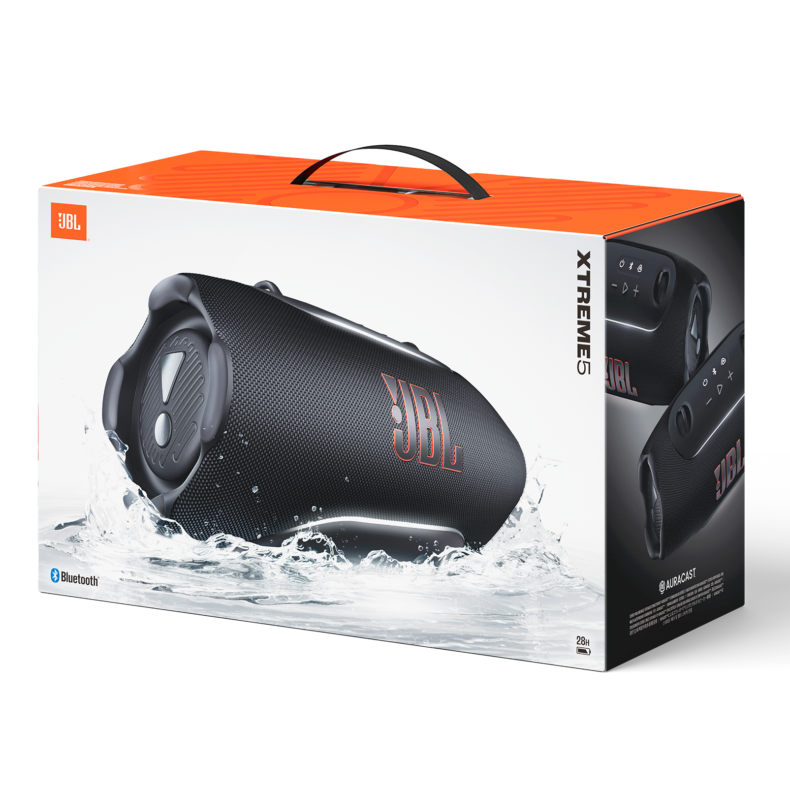 JBL Xtreme 5 hoparlör kutusunda, kısmen suya batırılmış.