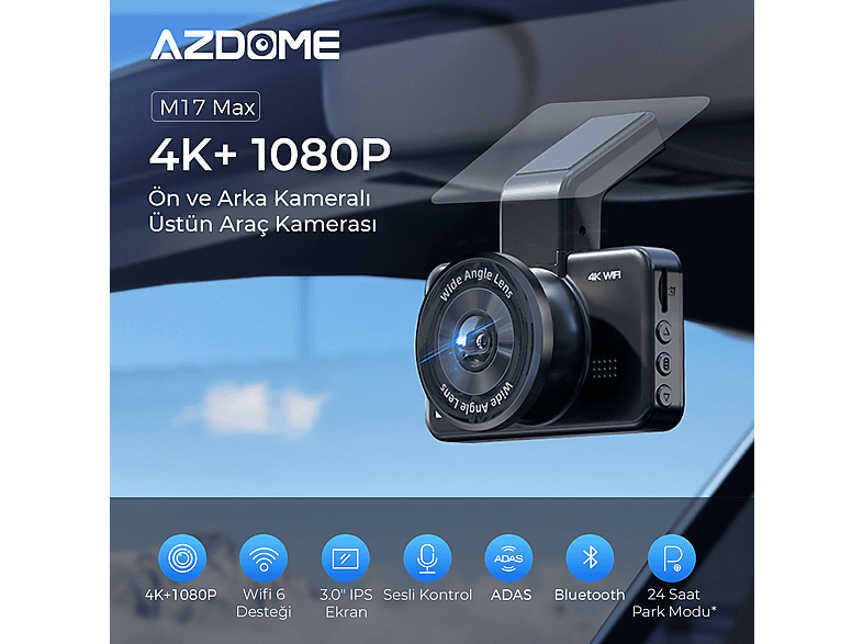 AZDOME M17 Max 4K 2 Kameralı Adas Araç Kamerası Fiyat & Özellik